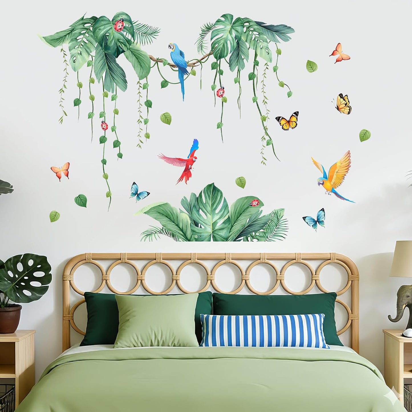 Green Tropical Palm Vine Peel&Stick Wall Decals Bedroom Living TV Wall Decor BST326L
