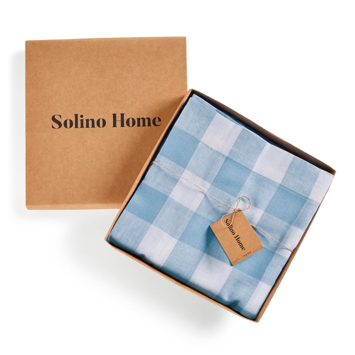 Solino Home 100% Pure Linen Rectangular Tablecloth Pink Check, 60 x 120 in | Buffalo Check Linen Table Cloth for dining and entertaining | buffalo checkered weave | Marshmellow Pink | OEKO-TEX Certified BST326SOLH