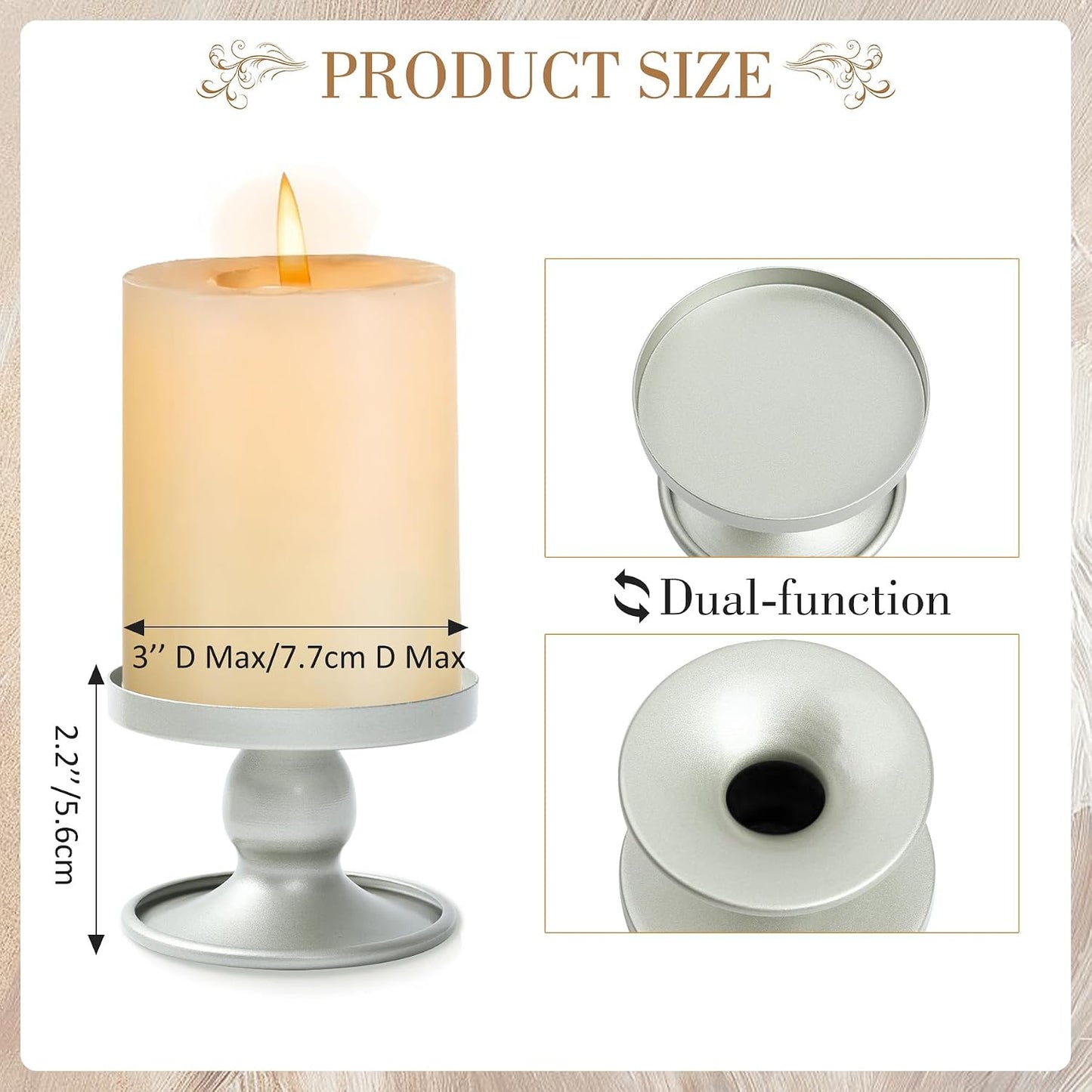 Unity Candle Holder - Unity Candle Holders for Weddings, Metal Unity Candlestick Holder Set of 3, Decorative Unity Candle Stand for Wedding Ceremony Table Centerpiece Decoration Gift (Silver) BST202