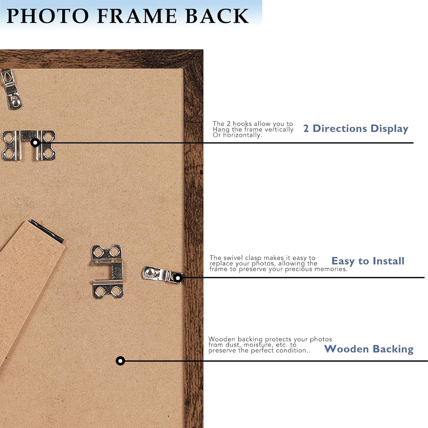 8x12 Picture Frame Deep Brown for Wall Hanging, Wood 8 x 12 Frame Photo Frame for Wall Horizontally or Vertically, Deep Brown, 3 Pack BST326H