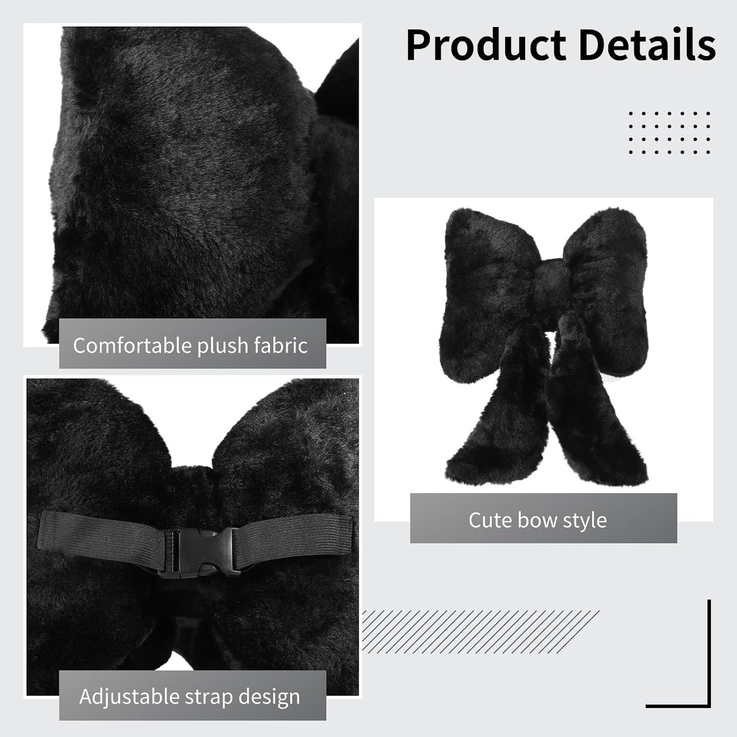 OMISTAR 2 PCS Cute Butterfly Neck Pillow for Car, Plush Headrest Pillow with Adjustable Strap, Soft and Comfortable Car Neck Support Cushion BST202