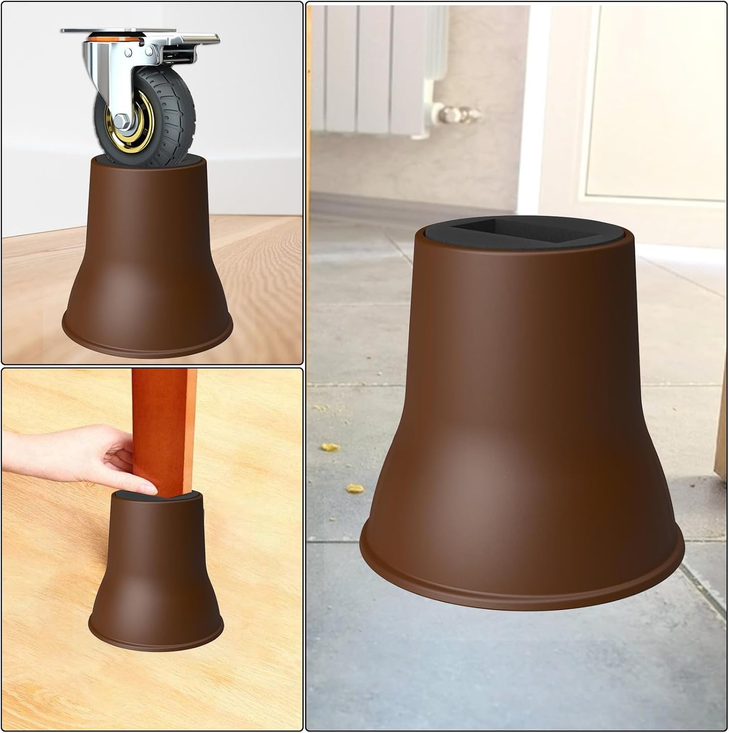 MYMULIKE 6 Pack 6 Inch Bed Risers, Heavy Duty Furniture Lifts, Brown | Lifts Up to 2200lbs, Round Couch Risers, Ideal for Heavy Duty Sofas, Couches, TV Stands, Tables, and Living Room Chairs BST202
