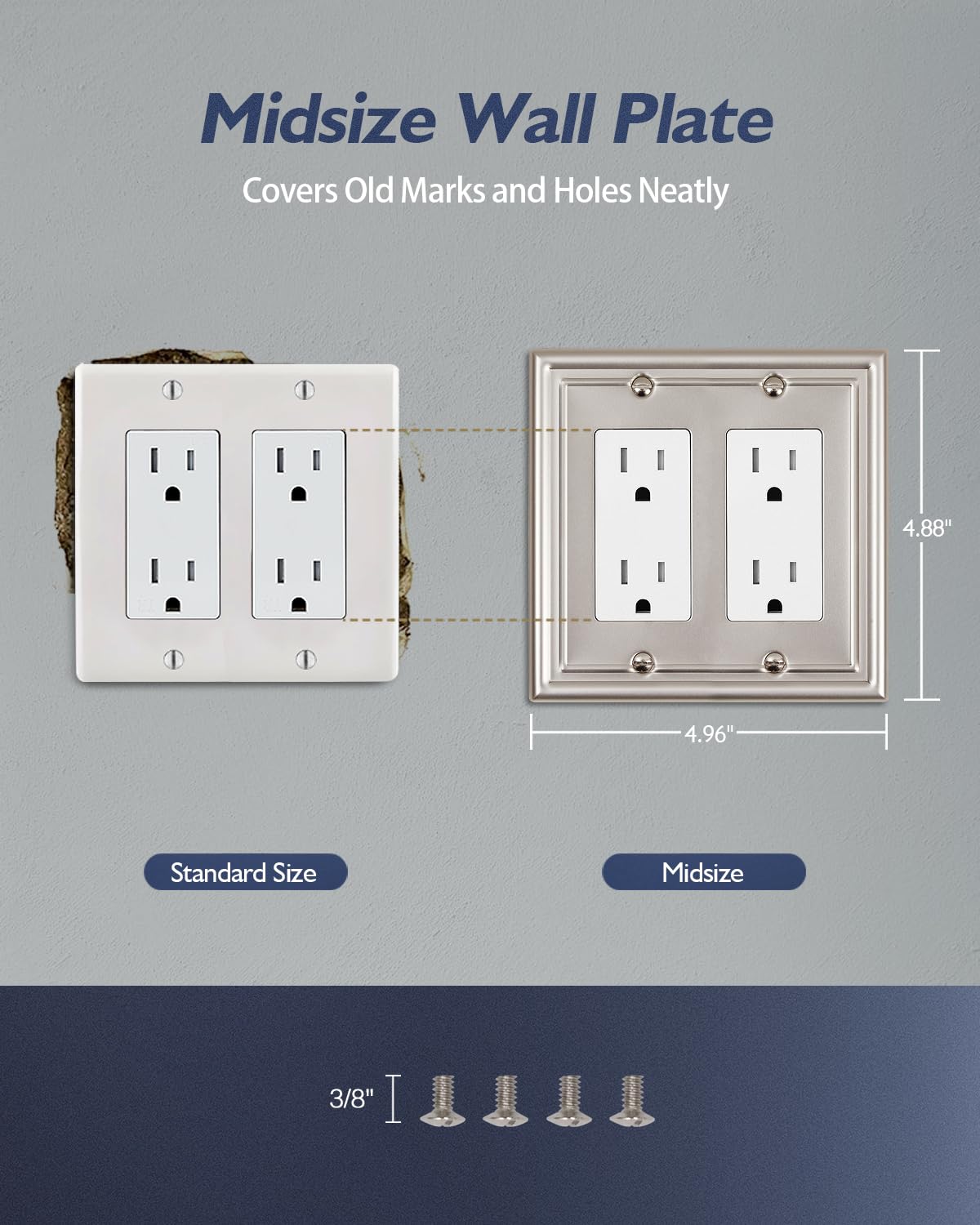 Decorative Metal Wall Plates, Switch Plates Outlet Covers (Off White/1 Decorator 4 Pack) WN420