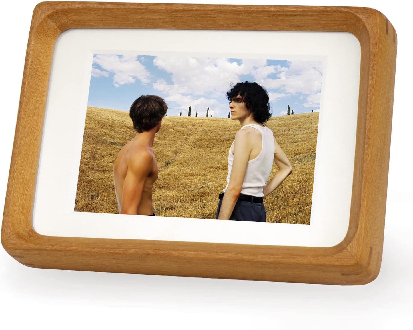 6x6 Solid Teak Wood Picture Frame Matted to 4x4 | Shatterproof Plexiglass, Mortise-Tenon Build, Horizontal & Vertical Tabletop Wall Mounting Square Display Frame BST220