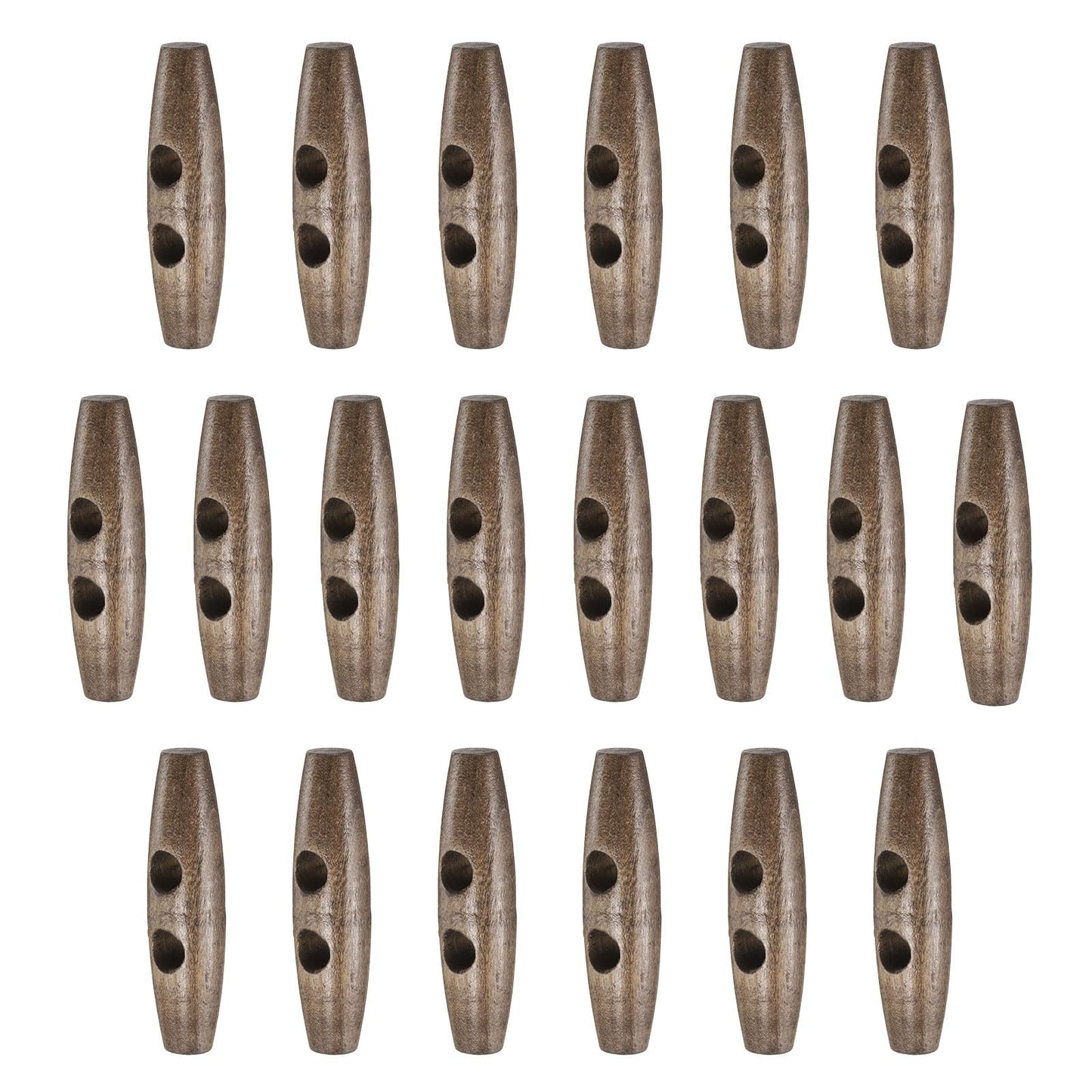 HARFINGTON 60mm / 2.4" Wooden Toggle Buttons 20pcs 2-Hole, Maroon | Wood Olive Sewing Buttons Horn Oval Buttons Sewing Accessories for Coat Sweaters Clothing DIY Craft BST326L