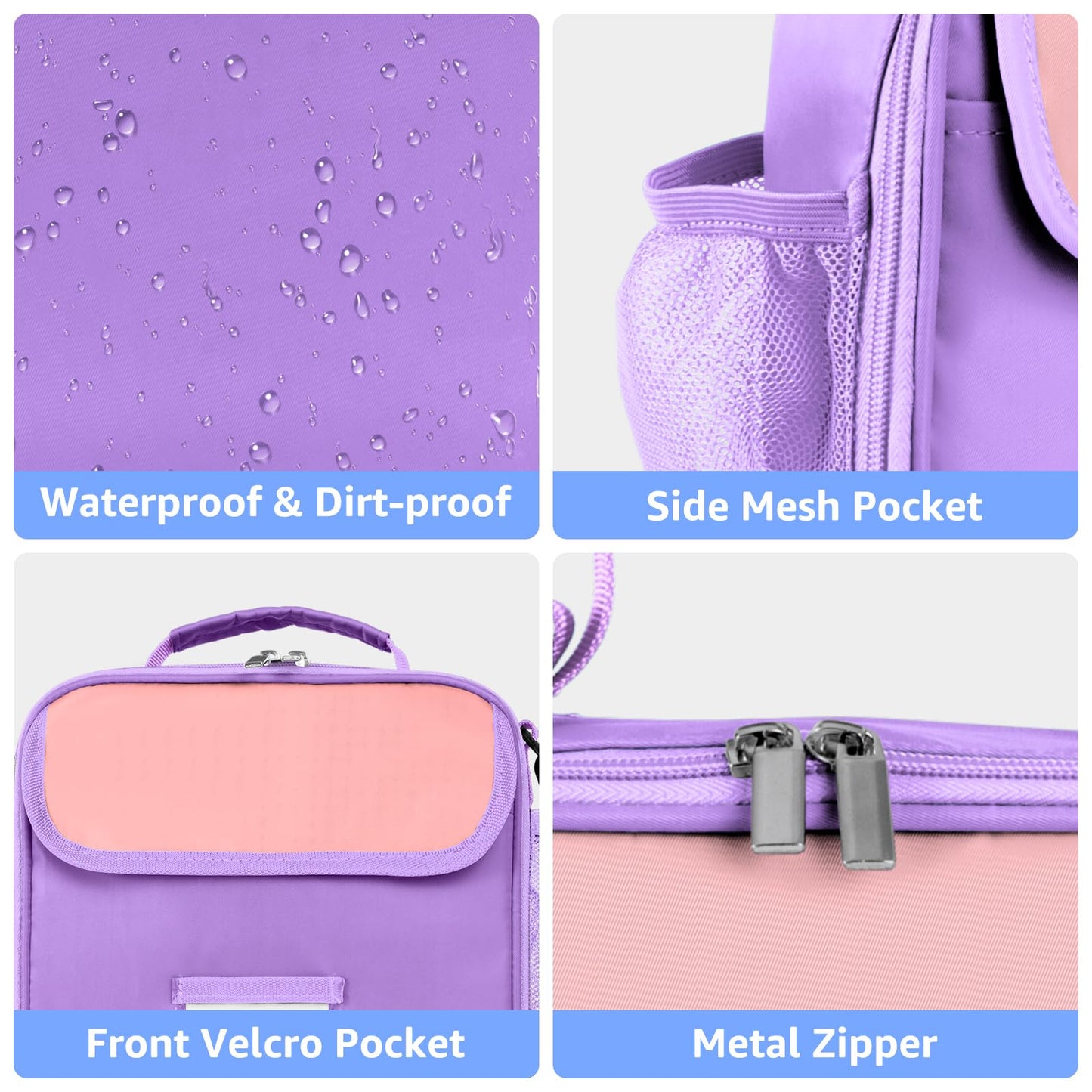 Lunch Bag for Kids Insulated Lunch Boxe for Boys Girls Small Reusable Cooler Tote Lunchbag Back to School Cute Lunchbox for Teens (light blue) WN420
