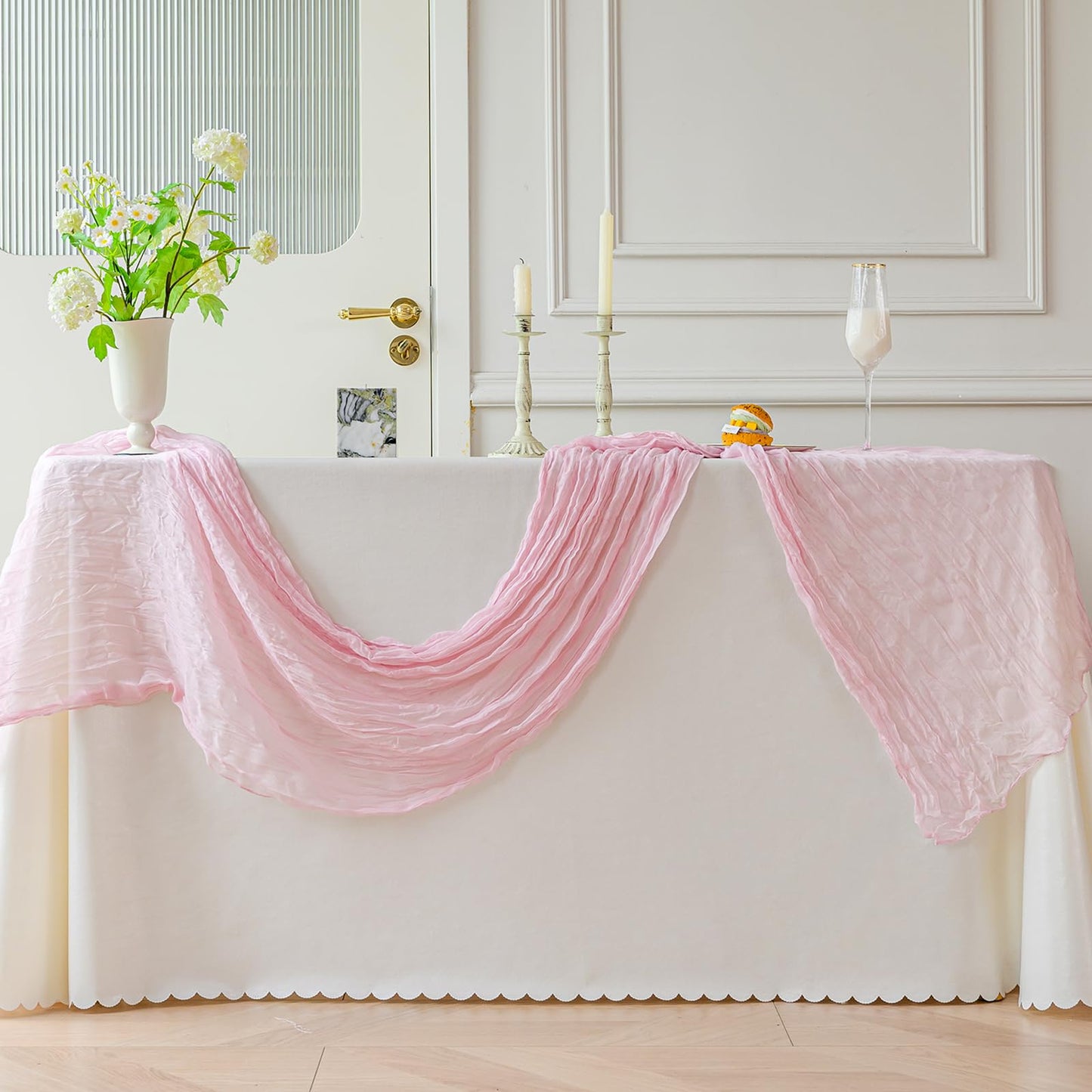 Dusty Blue Cheesecloth Table Runner Fall Autumn Decor 10ft Table Cloth for Wedding Party Baby Bridal Shower Birthday Halloween Thanksgiving Decoration BST326L