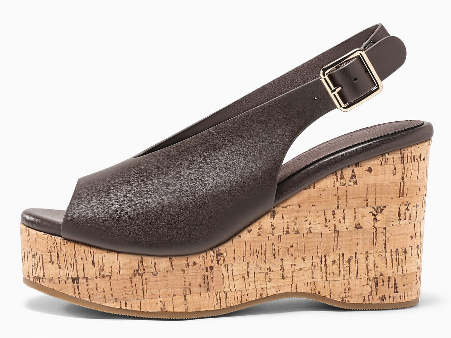 Coutgo Womens Platform Wedge Sandals Open Peep Toe Slingback Cork High Heels Summer Beach Shoes DD1210