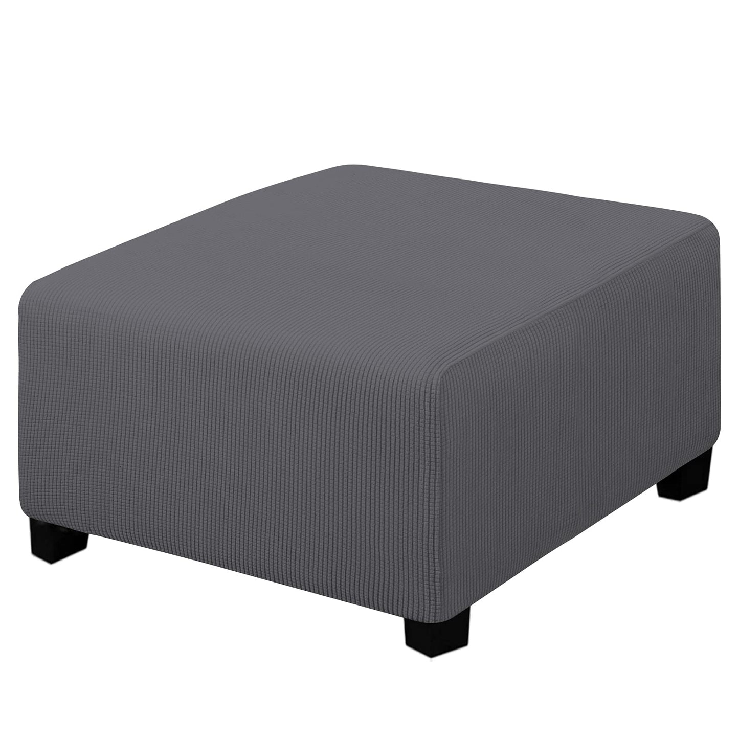 Easy-Going Stretch Square Ottoman Cover 15x15x15inch Dark Blue | Folding Storage Footstool cover Furniture Protector Soft Rectangle slipcover with Elastic Bottom BST202