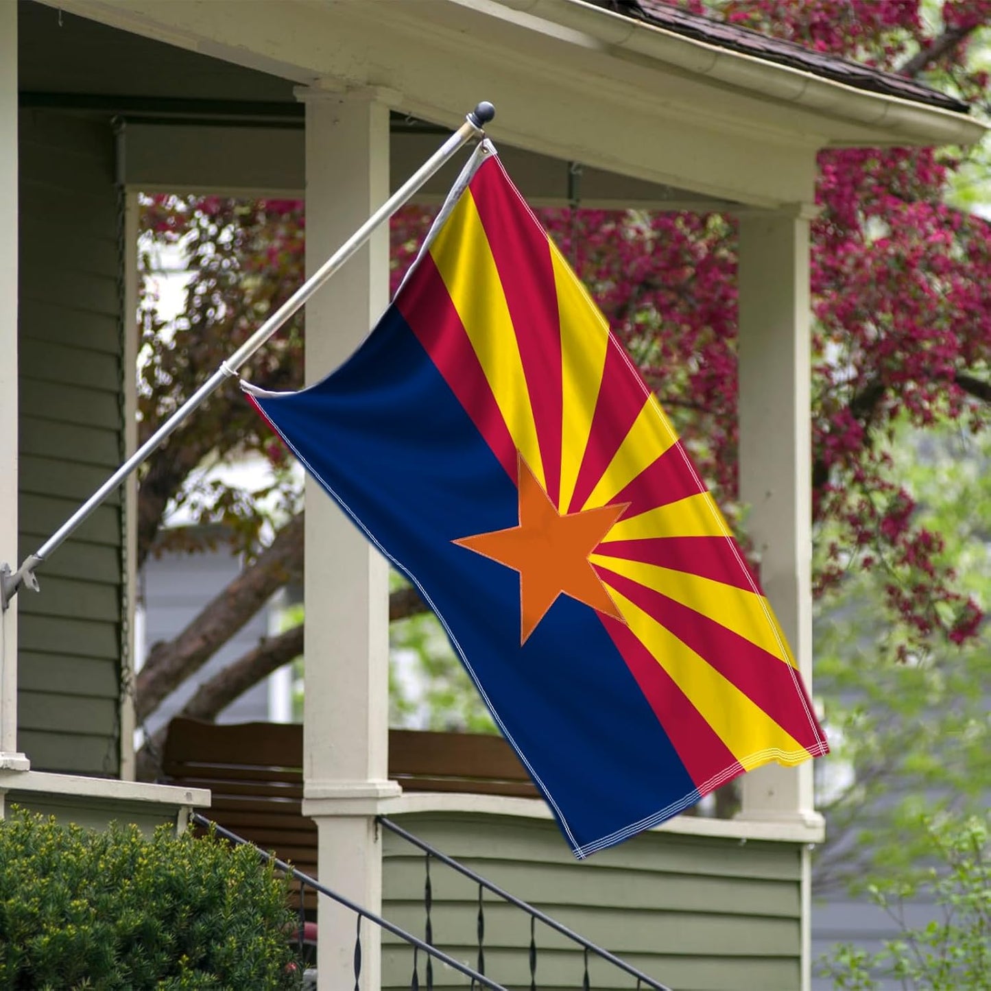Arizona State Flag 3x5 - Embroidered Design AZ Flag, Heavy Duty Polyester with Brass Grommets for Outdoor WN420