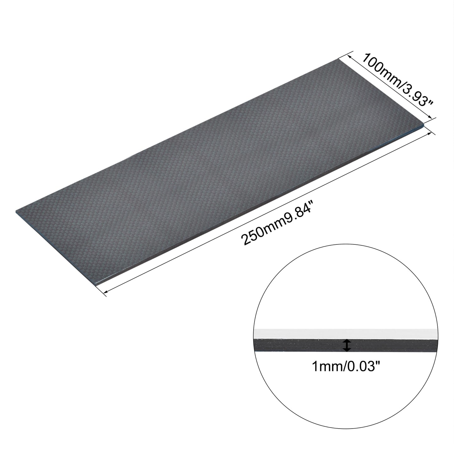 uxcell Carbon Fiber Plate Panel Sheets 250mm x 200mm x 0.5mm Laminate Plate Carbon Fiber Board (Plain Glossy) WN420