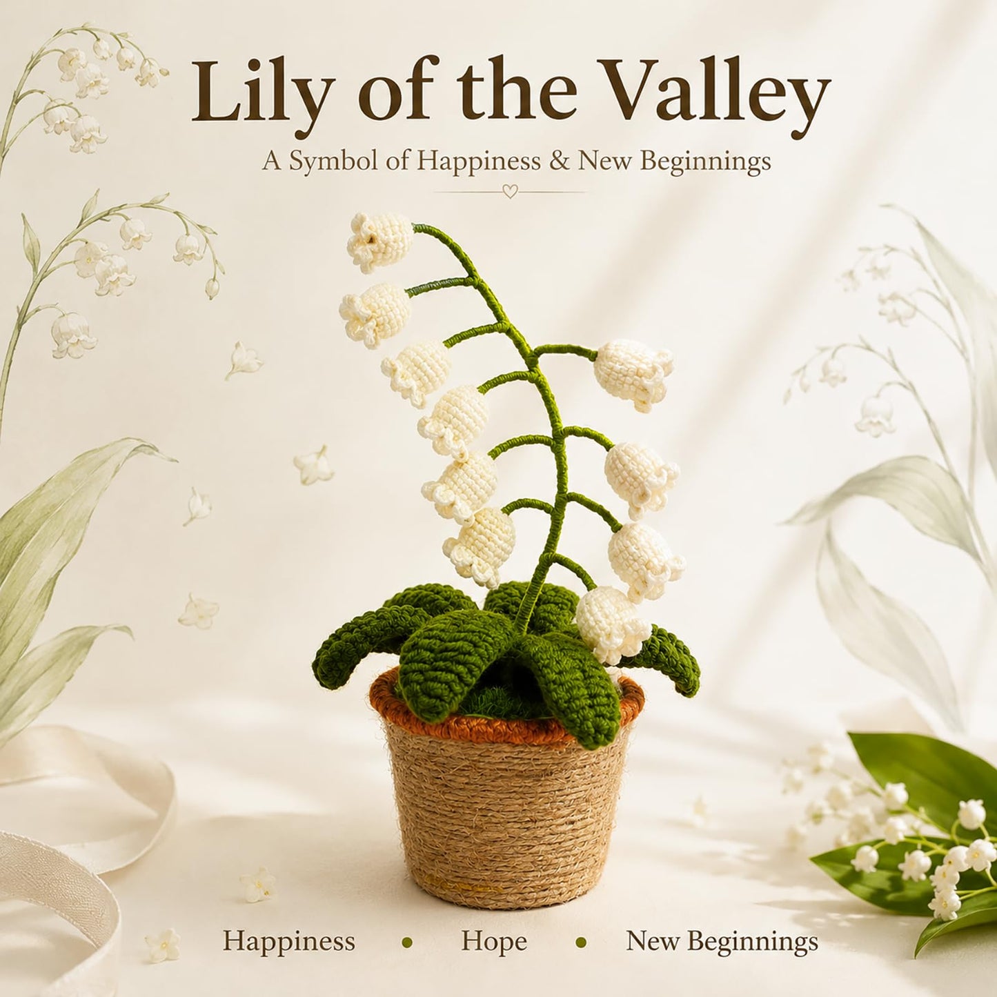 1PC Lily of The Valley Lamp Crochet Flowers Bouquet Light Gift for Women | Cute Night Light for Mother's Day, Wife, Girlfriend, Birthday, Perfect Home or Office Decor Battery Included BST220