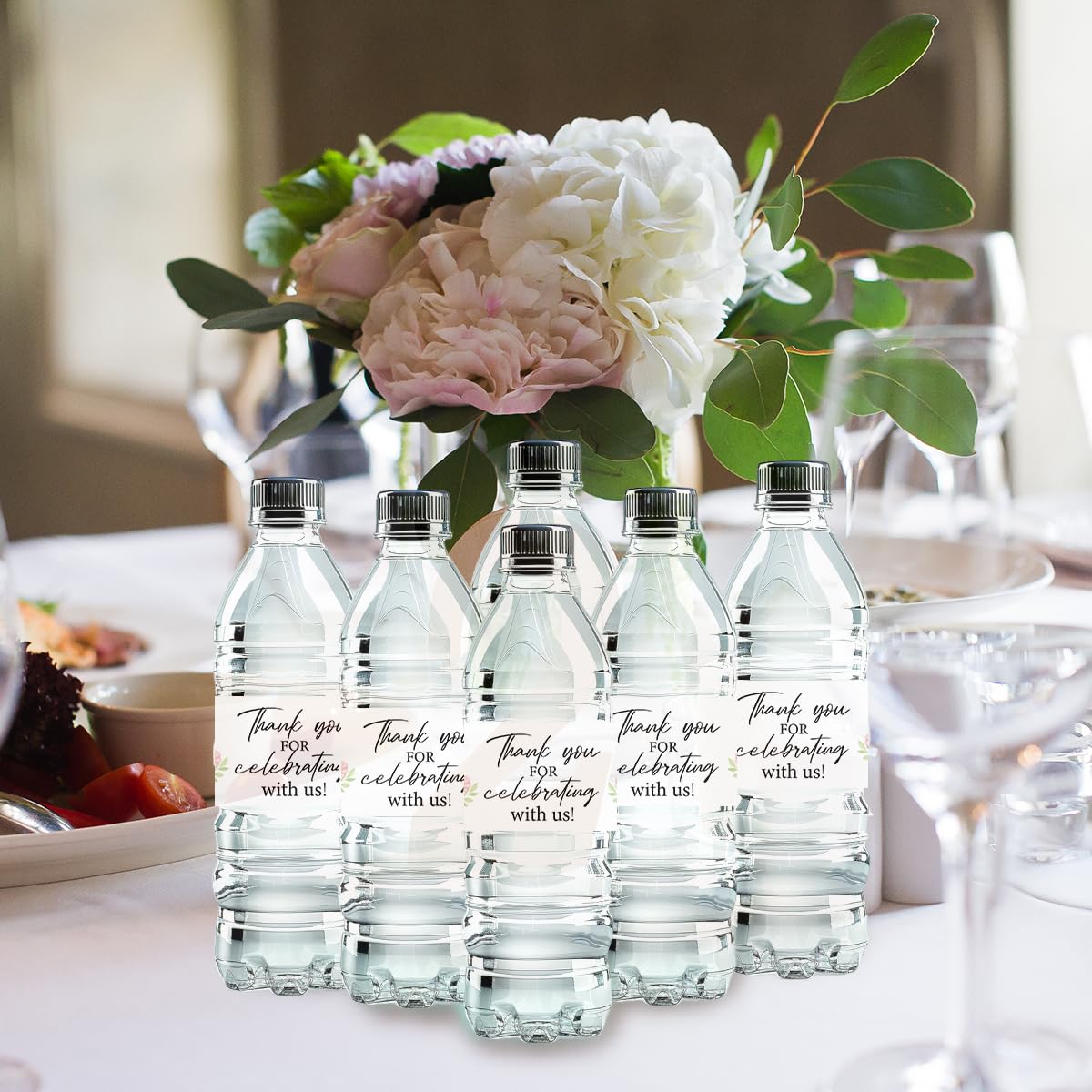 100 Pcs Wedding Water Bottle Labels Floral Wedding Bottle Stickers | Water Bottle Labels Sticker for Wedding Bridal Shower Prom Graduation Party Table Decoration Supplie BST326H