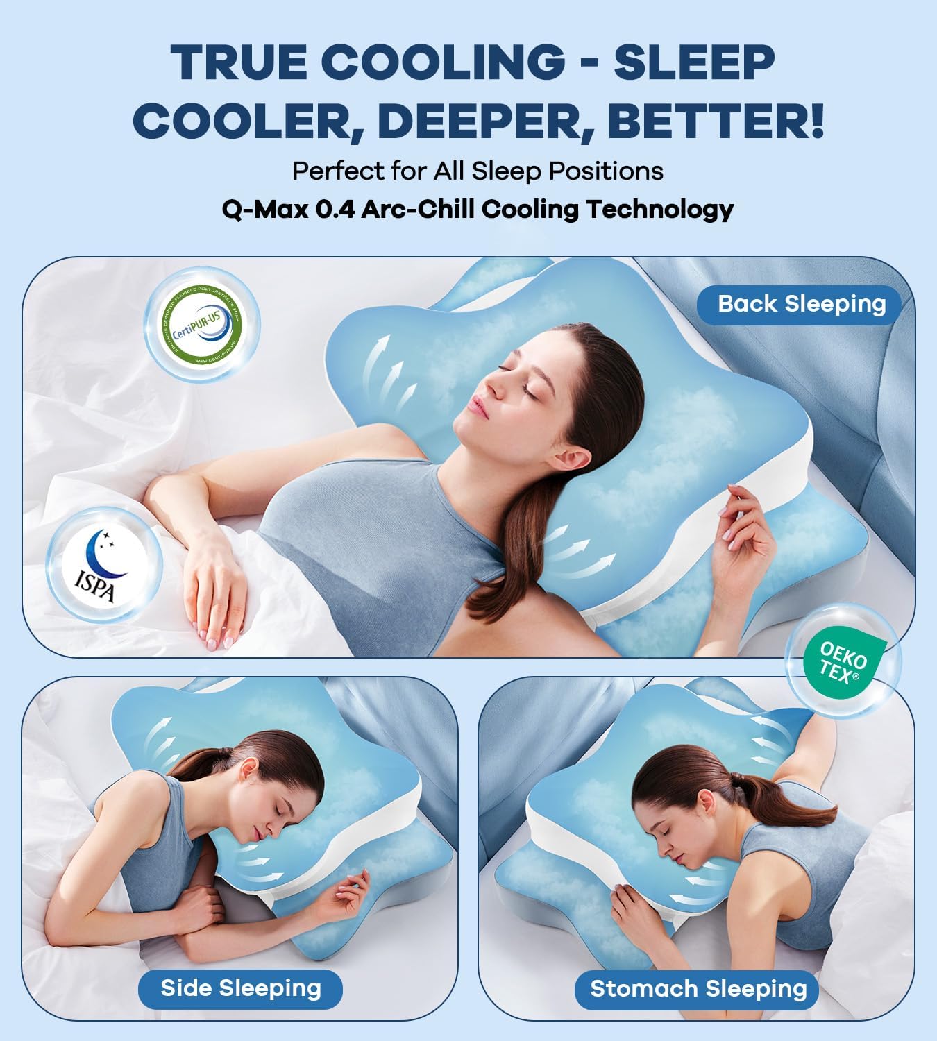 DONAMA Cervical Pillow for Neck and Shoulder,Contour Memory Foam Pillow,Ergonomic Neck Support Pillow for Side Back Stomach Sleepers with Pillowcase-Standard Size BST220