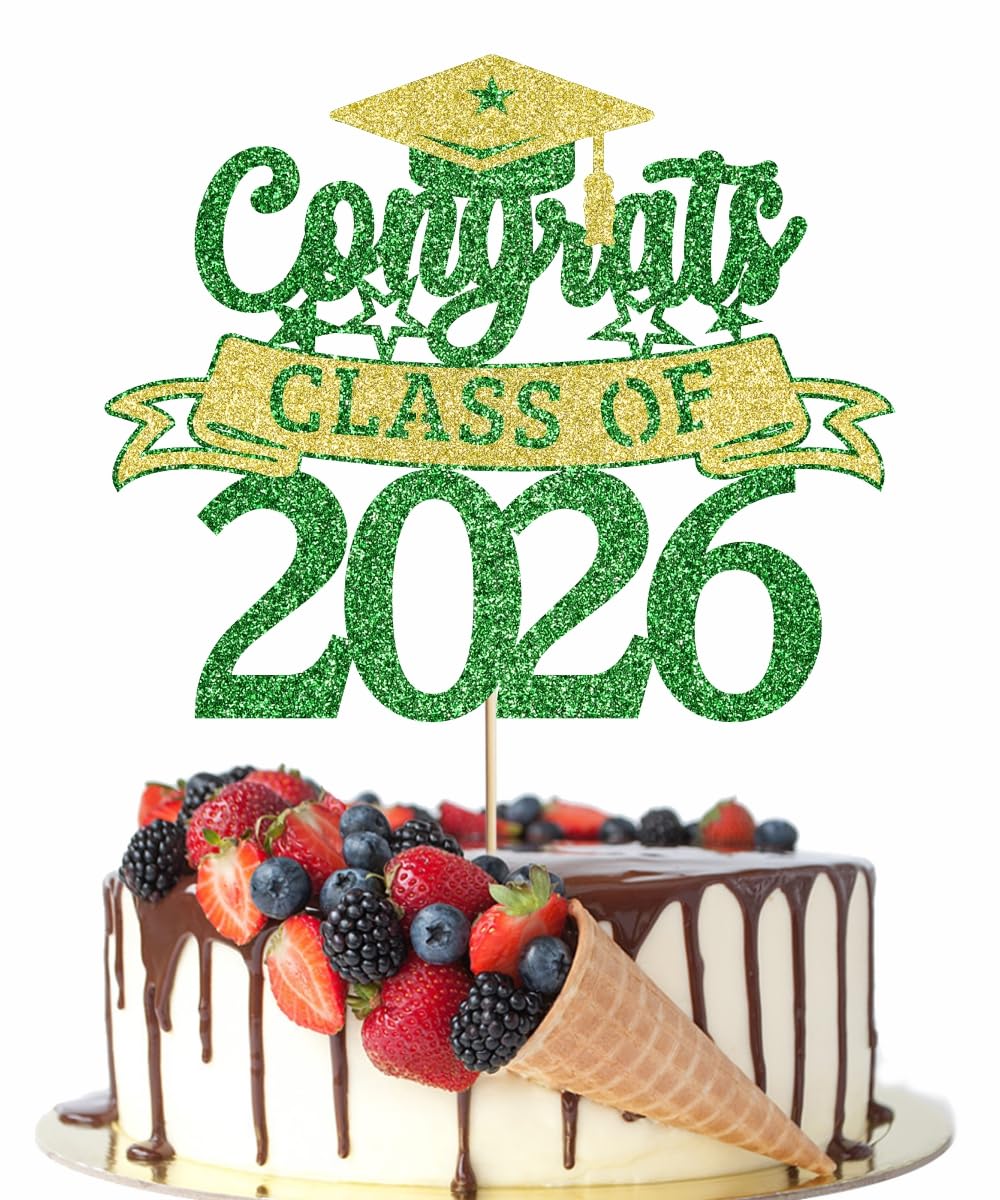 Congratulations Cake Topper,Congratulations 2026 Graduation | Cake Topper,Graduation, Wedding, Retirement, Birthday, Anniversary, Celebration Party Decorations Supplies (Black Gold) BST202