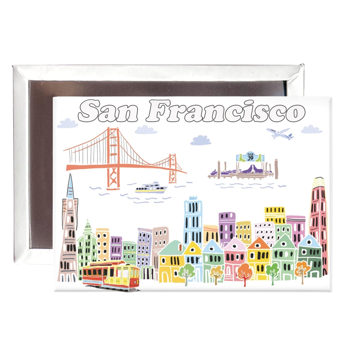 City Themed Artwork Magnet Collection by Beary Blu - Designed in The USA, Collectible Souvenirs Gifts 2.5" x 3.5" (Dallas) BST220