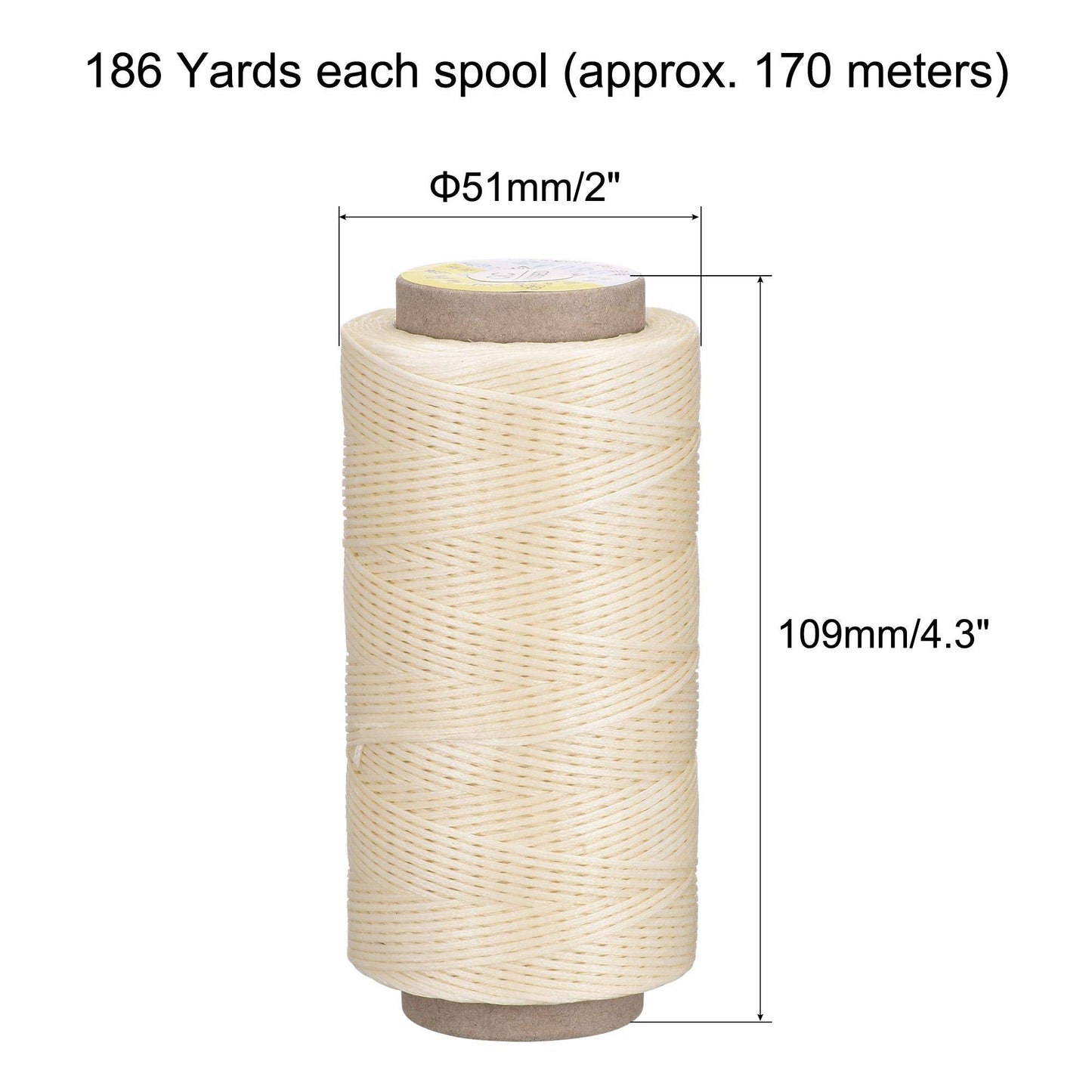 uxcell Leather Sewing Thread 186 Yards 210D/1mm Polyester Waxed Cord for Manual Sewing, Wheat BST326H