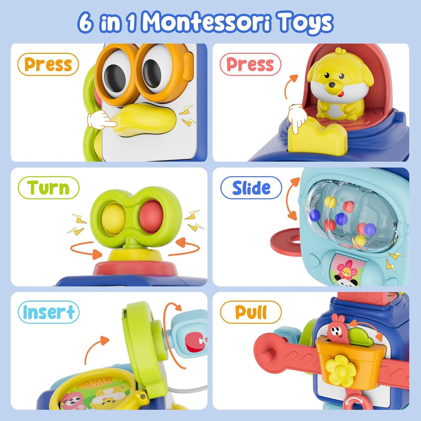 BUSY TOYS Montessori Toys for 1 Year Old Girl Blue 62