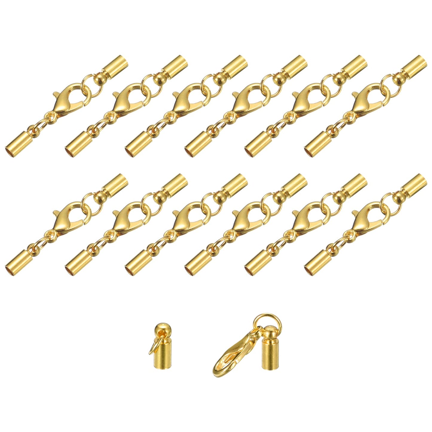 uxcell 20Sets Leather Cord End Caps with Lobster Claw Clasps Fit 4.5mm Cords, Barrel Terminators for DIY Making Leather Bracelets, Bronze Tone BST326L