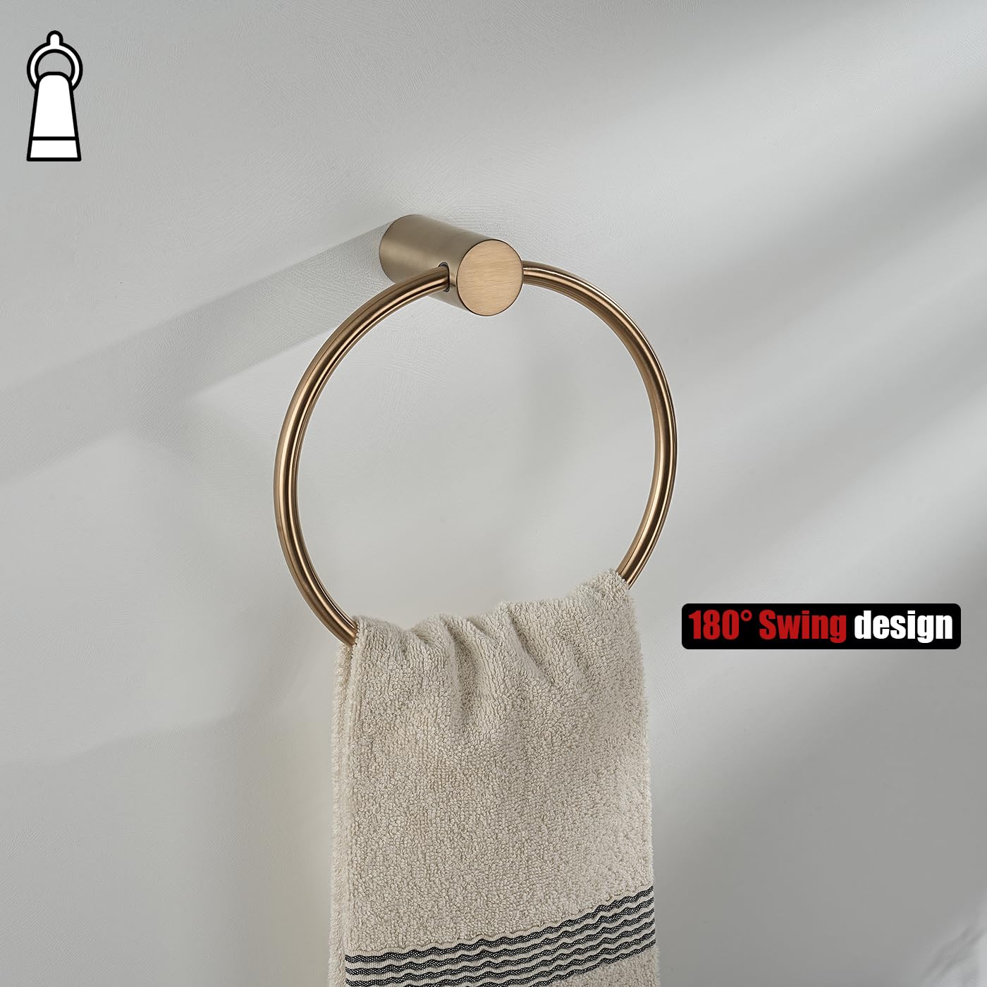 JQK Black Towel Ring, 304 Stainless Steel Matte Black Hand Towel Holder for Bathroom, Wall Mount, TR630-PB BST220