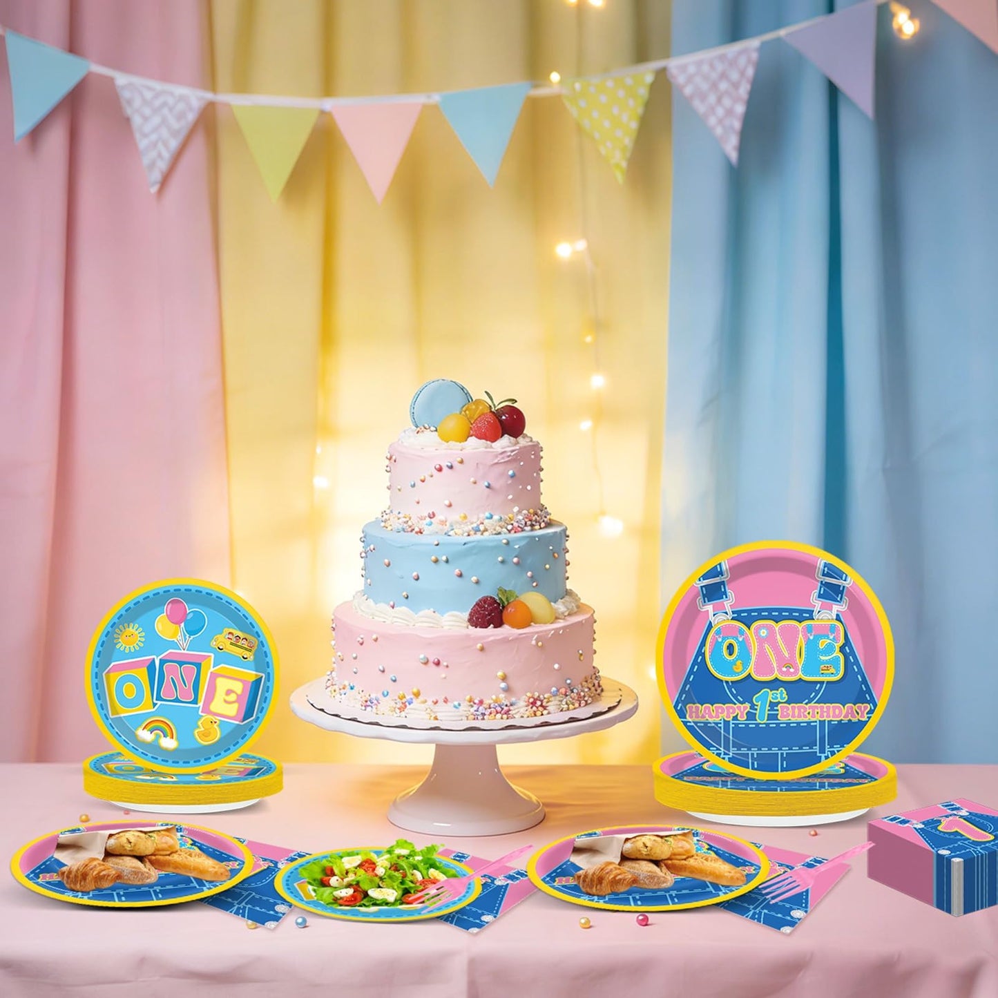 96 Pcs Race Car 1st Birthday Party Plates and Napkins Racing Cars First Birthday Decor Race Car One Year Old Dessert Cake Plates Racing Cars Theme Tableware Set for Kids Boy Party Decor 24 Guests BST202