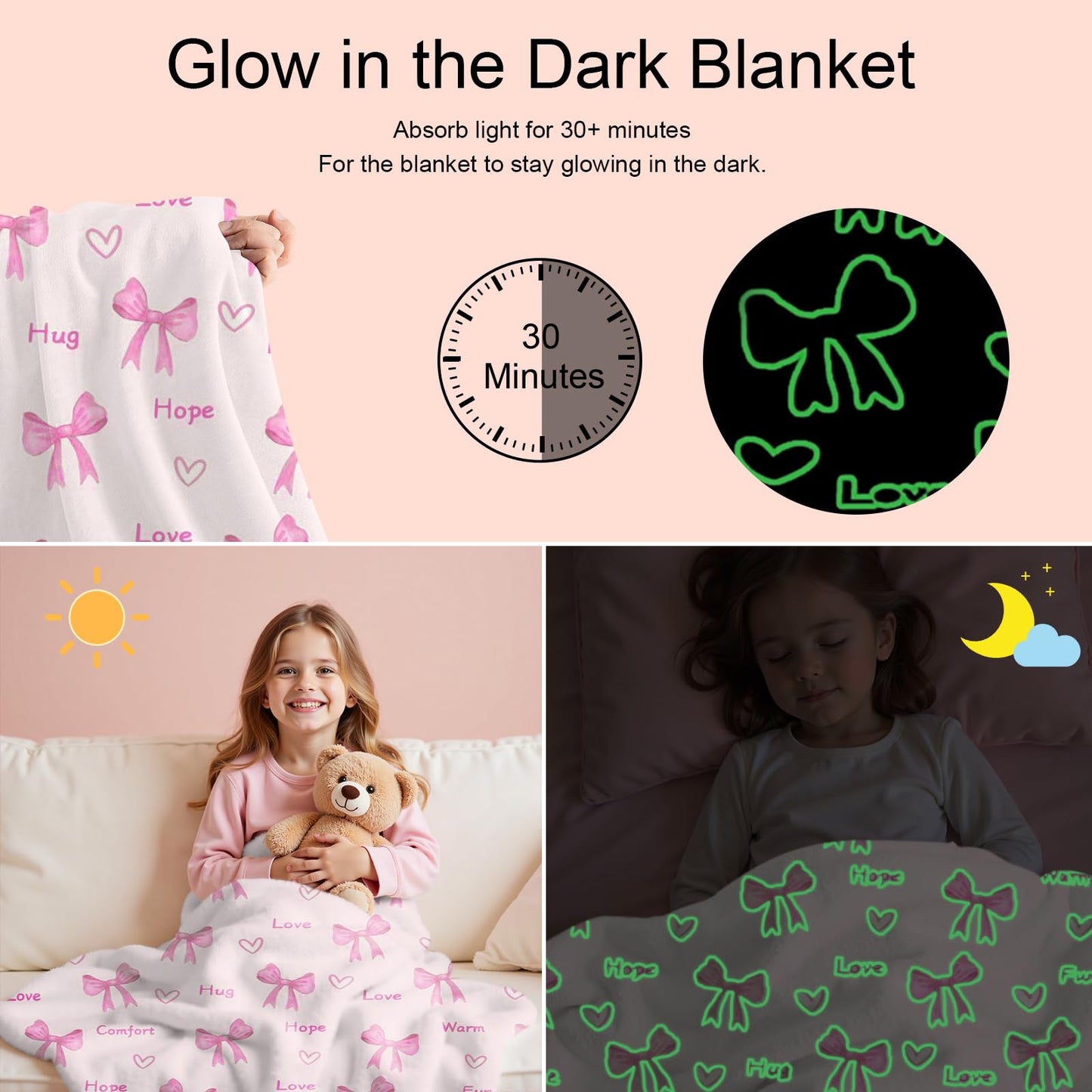 Wajade Unicorn Gifts for Girls - Glow in The Dark Unicorn Blanket Birthday Christmas Decor for Kids Age 3 4 5 6 7 8 9 10 11 12 Years Old Teens Child Toddler Throw Violet 60"x80" BST202