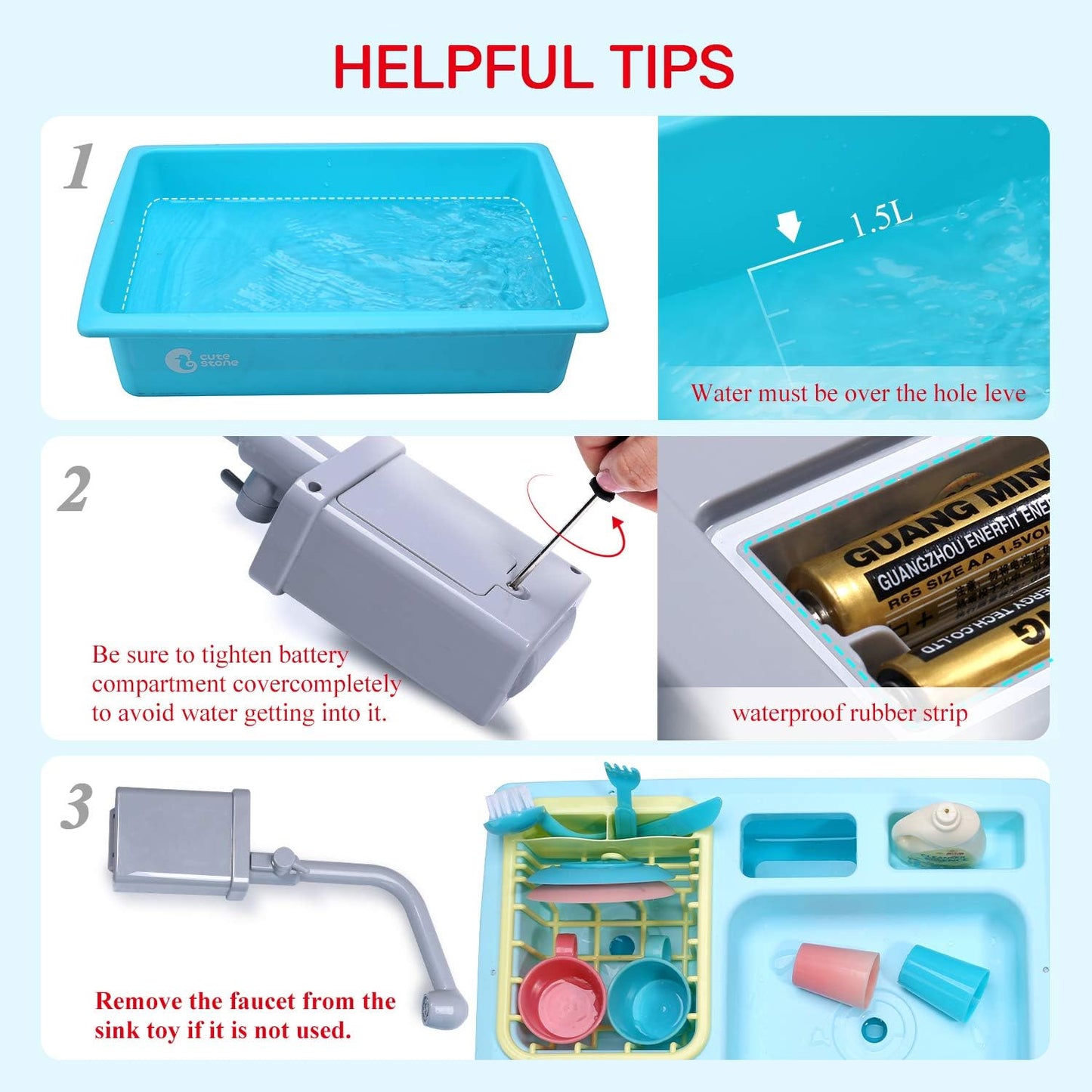 CUTE STONE Color Changing Kitchen Sink Toys N28