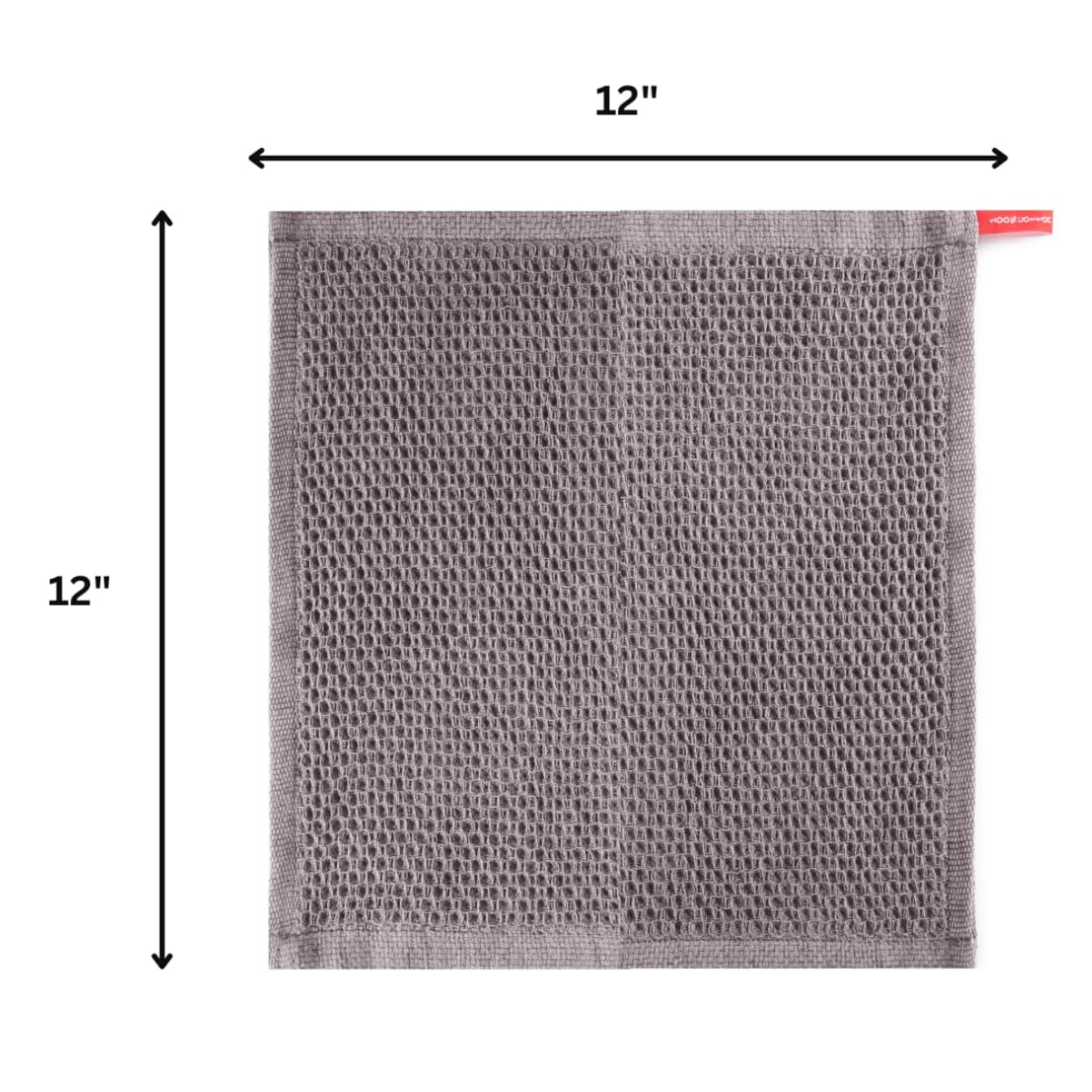 Cotton Waffle Weave Wash Cloths - Pack of 6 (12x12 Inches) | Ultra Soft, Absorbent Dish Cloths | Quick Dry, Dish Cloths & Dish Rags - Taupe/Grey (Kitchen Essentials) BST220