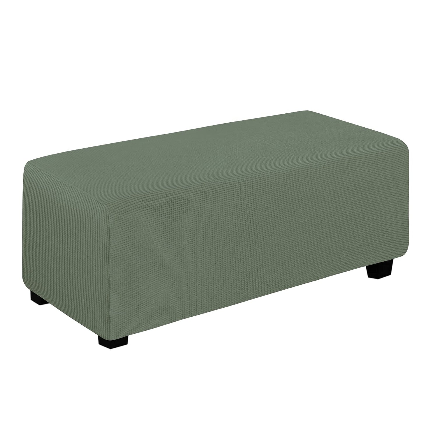 Easy-Going Stretch Square Ottoman Cover 15x15x15inch Dark Blue | Folding Storage Footstool cover Furniture Protector Soft Rectangle slipcover with Elastic Bottom BST202