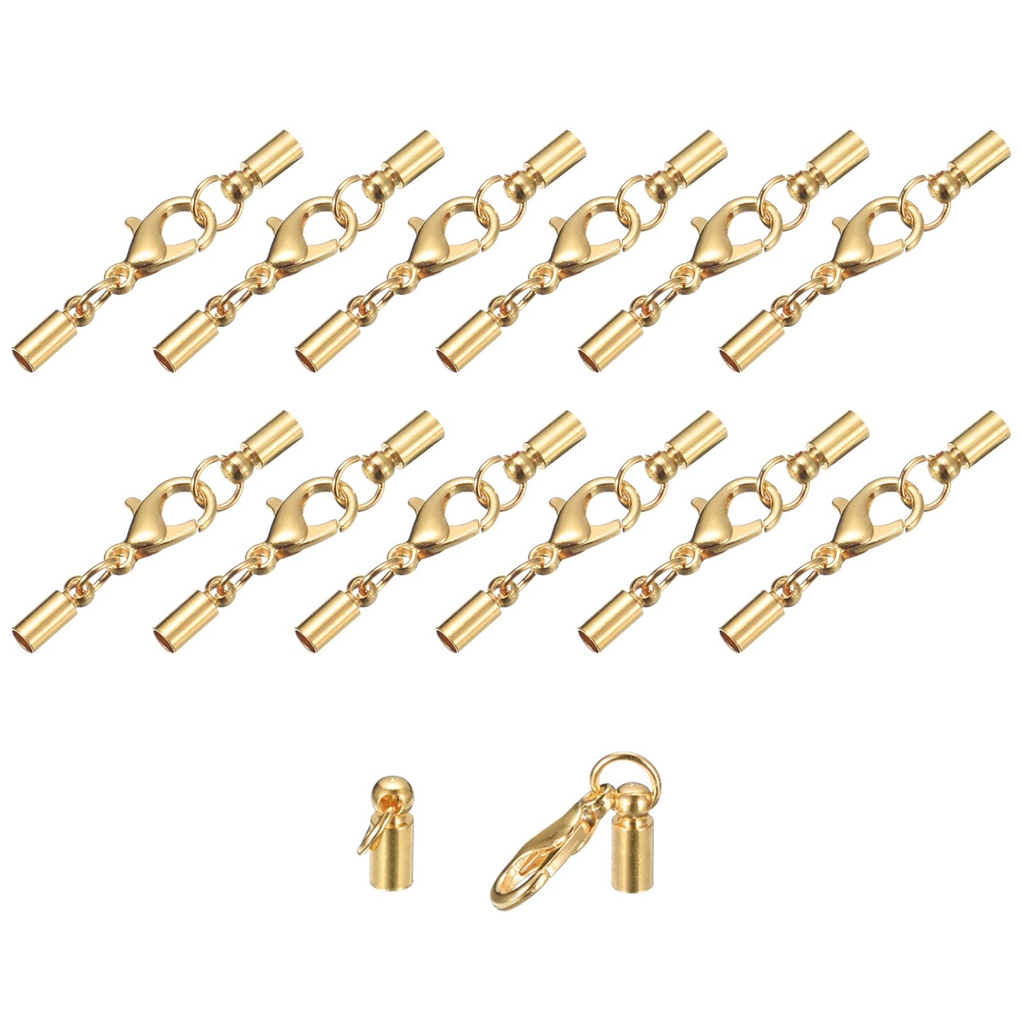 uxcell 20Sets Leather Cord End Caps with Lobster Claw Clasps Fit 4.5mm Cords, Barrel Terminators for DIY Making Leather Bracelets, Bronze Tone BST326L