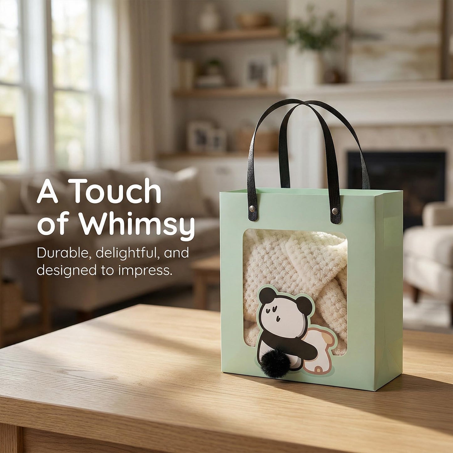 Premium Reusable Gift Bag with Matching Box, Durable Birthday Present Bag, Premium Paper Set for Wedding, Valentine's Party, Friends Celebration (Beige 1pack) BST202