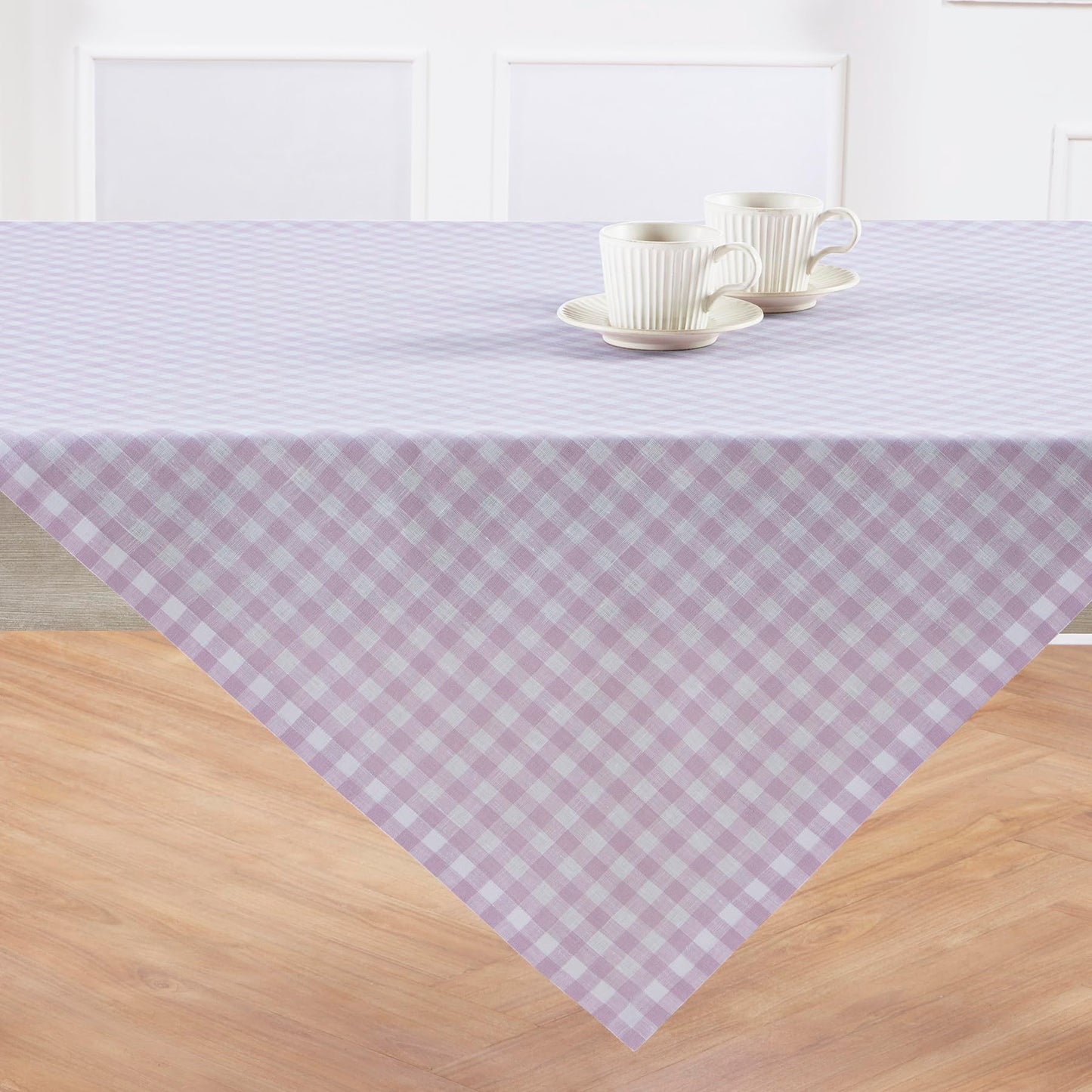 Solino Home 100% Linen Table Cloth, Throw Apricot, Gingham Check 52 x 52 in | Checkered Linen Tablecloth a neat topper for bistro, card and side tables | checkered weave | Pure Linen | OEKO-TEX Certified BST326SOLH