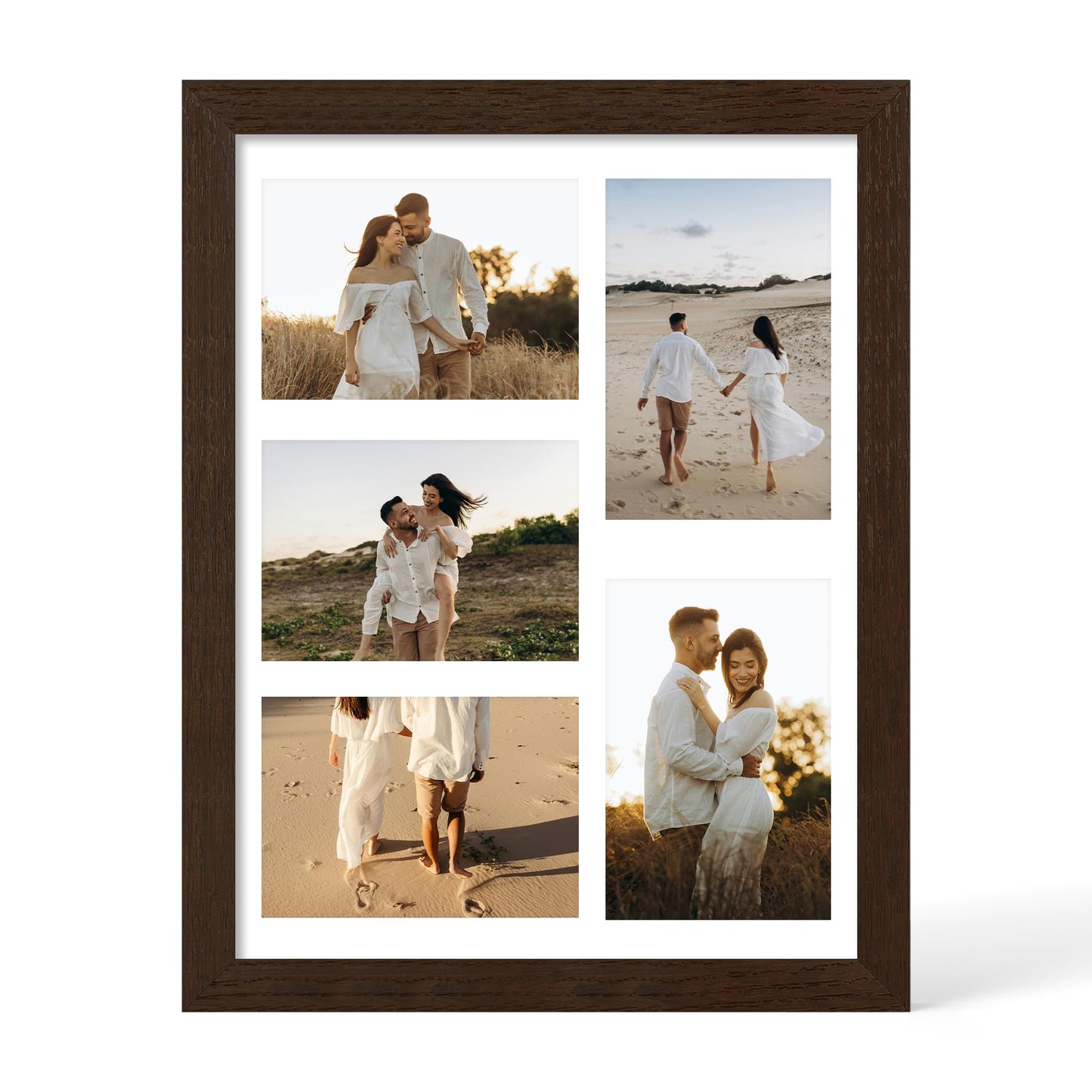 YESKAY 12x16 Picture Frame - 12 x 16 Photo Frame Made of Solid Oak Wood and Real Glass,Display Picture 4 Opening 5x7 with Mat or 12x16 Without Mat for Wall Mounting(Color Walnut) BST326H