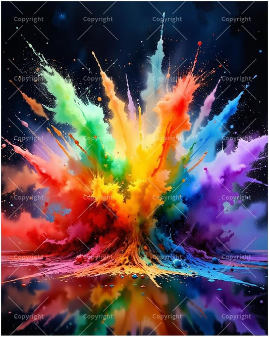 TAOPAOLAB Bright Rainbow Paint by Numbers Kit for Adults - DIY Rainbow Color Explosion on Dark Background Painting on Canvas 16x20 Inches, Acrylic Paint Set, Suitable for Beginners,Art for Decoration BST326H
