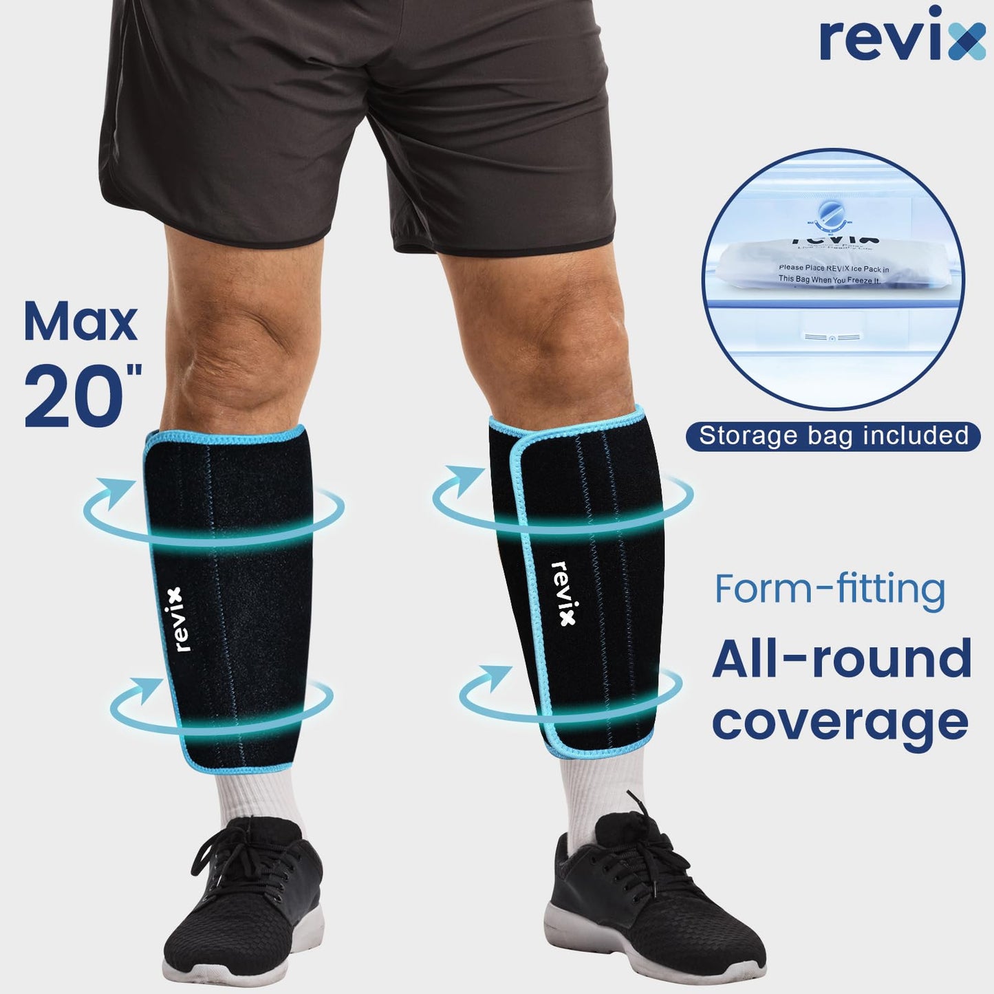 REVIX Shin Ice Pack Reusable Leg Ice Pack Wrap Cold Therapy Compression Sleeve N25