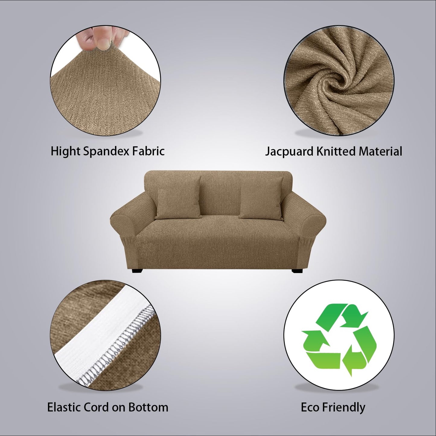 Sofa Slipcover with 2 Pillow Cover for 3 Cushion Couch, Non Slip Furniture Protector with Elastic Bottom, Washable Sofa Cover for Kids, Pets (Sofa, Navy) BST326H