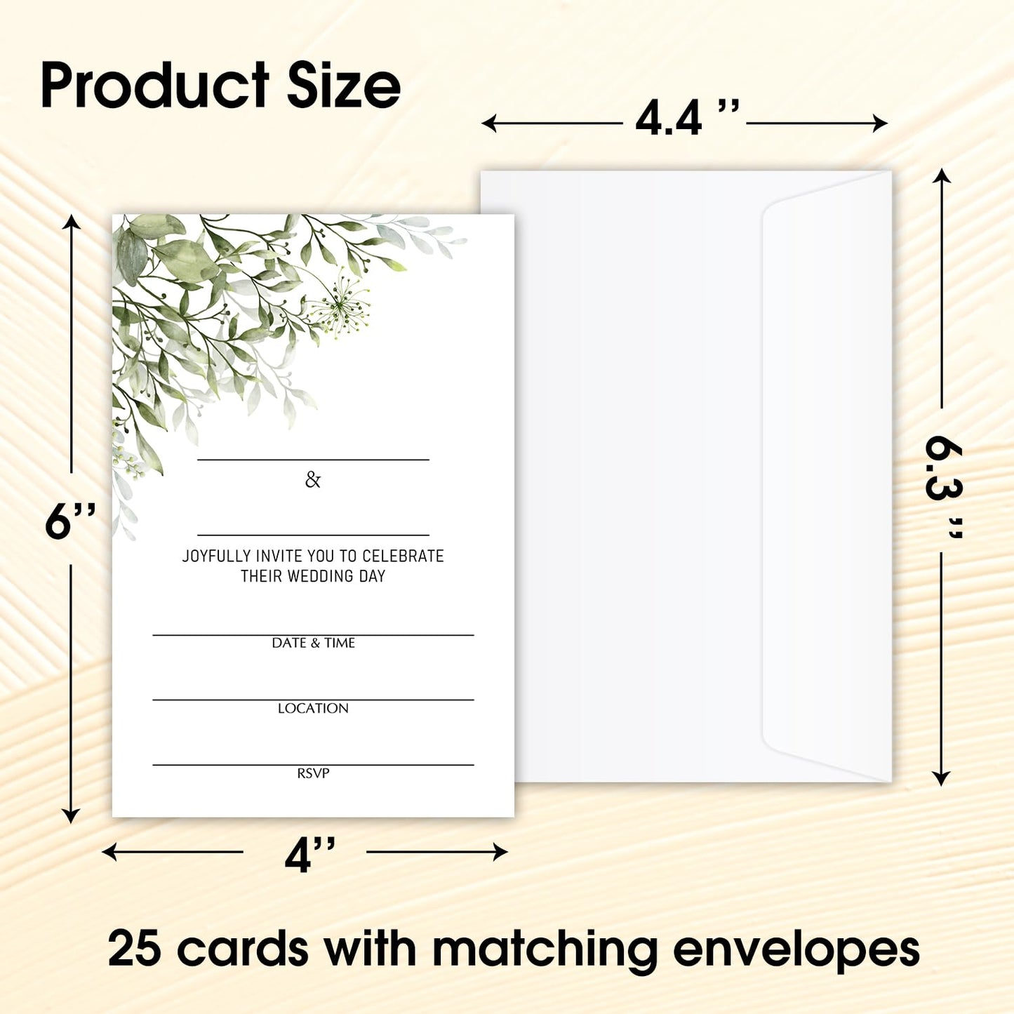 50 Years Anniversary Bridal Shower Invitations Cards, Set of 25 Gold Foil Floral Fill in Style 50th Year Wedding Invites Cards with Envelopes for Couples Marriage Party Supplies-T05 WN420
