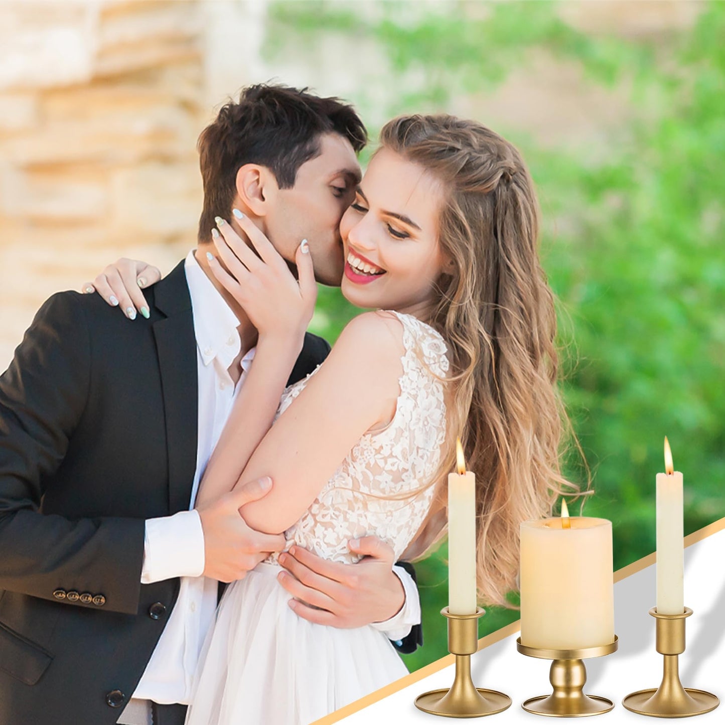 Unity Candle Holder - Unity Candle Holders for Weddings, Metal Unity Candlestick Holder Set of 3, Decorative Unity Candle Stand for Wedding Ceremony Table Centerpiece Decoration Gift (Silver) BST202