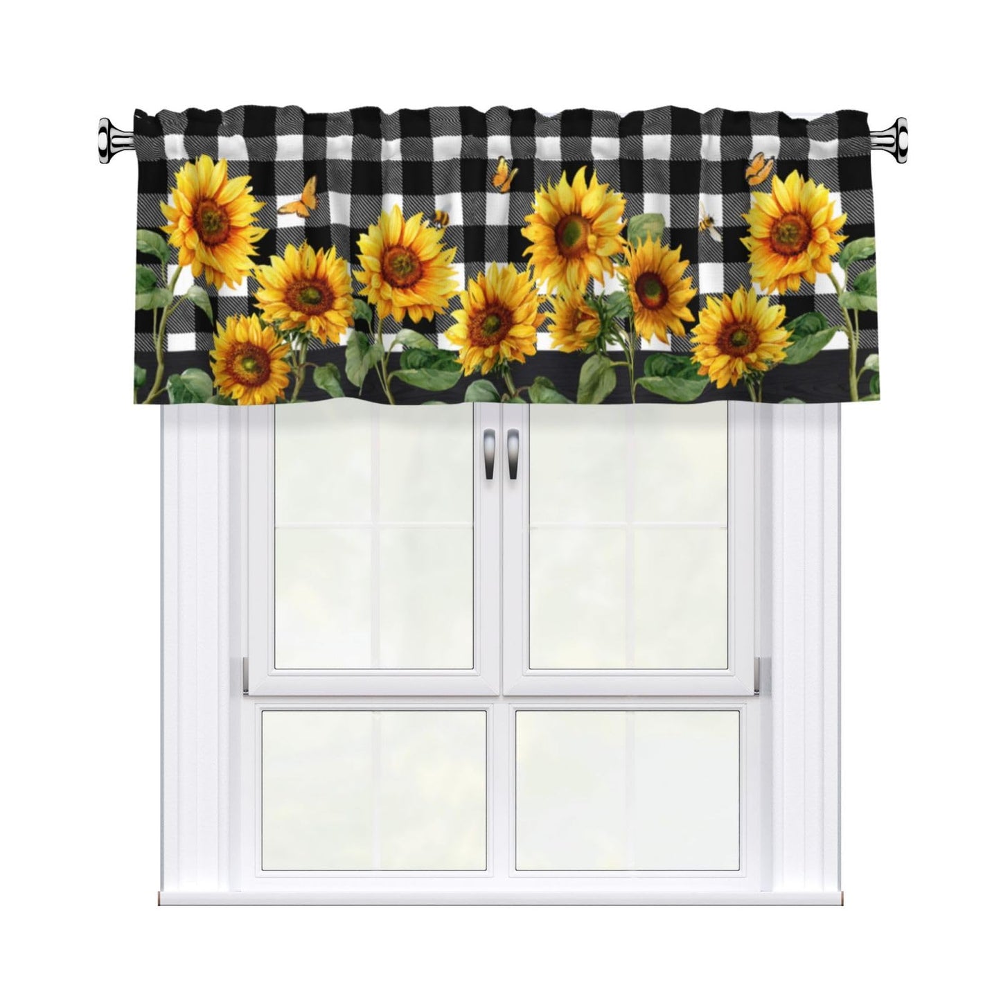 Easter Valances for Windows - Pink Spring Cafe Curtains Floral Bunny Short Curtains for Living Room Bathroom Bedroom Basement BST202