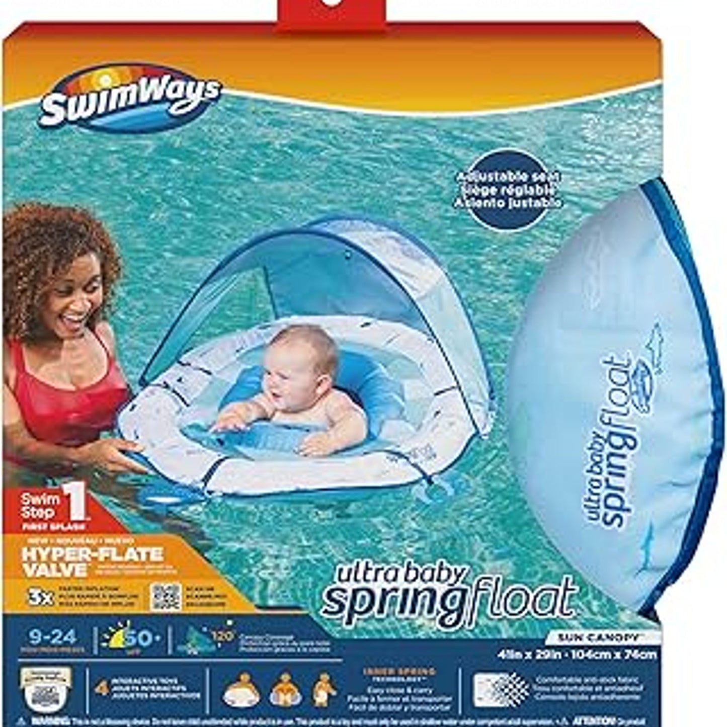Swimways Sun Canopy Spring Float Shark with Hyper-Flate Valve