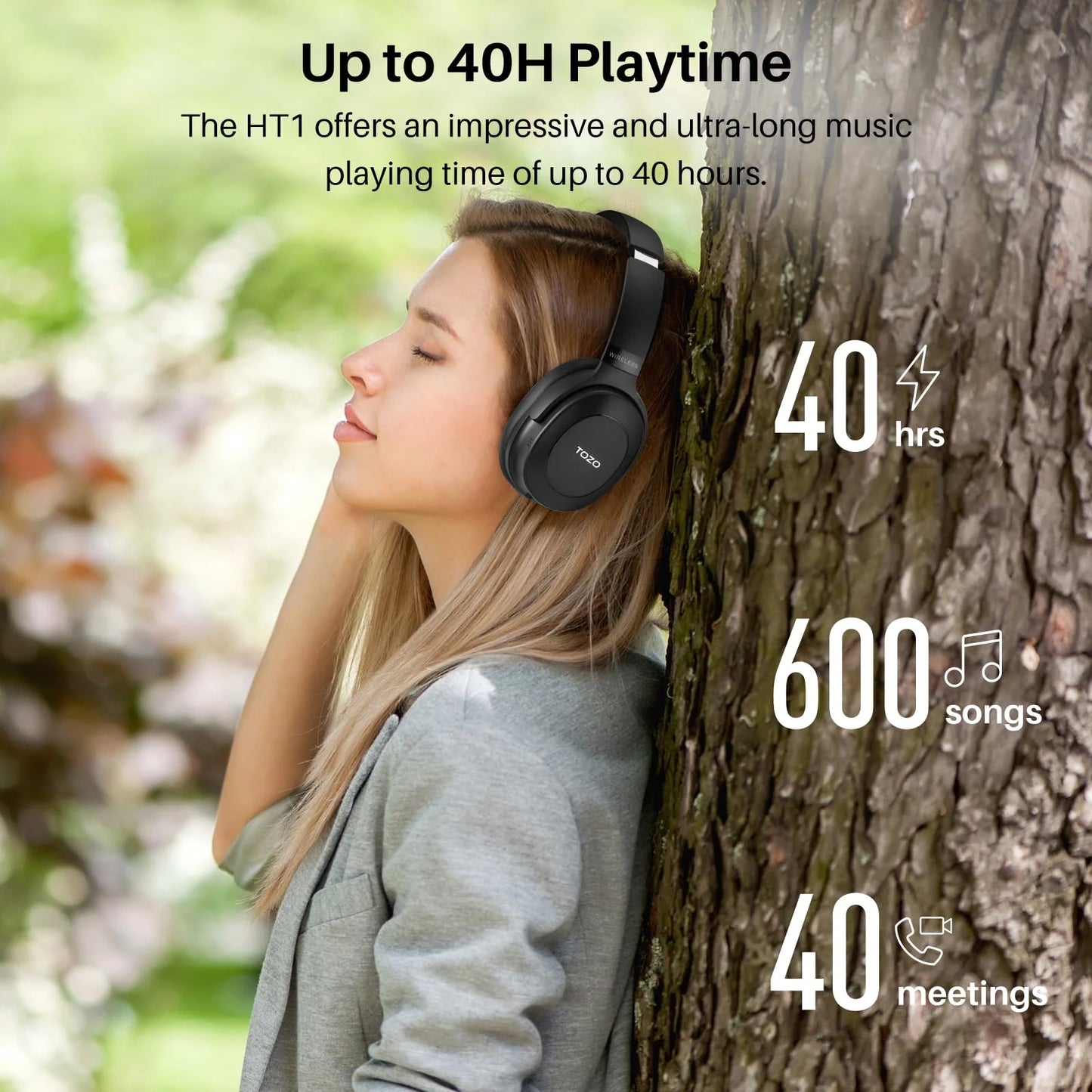 TOZO HT1 Over Ear Bluetooth 5.3 Headphones 40