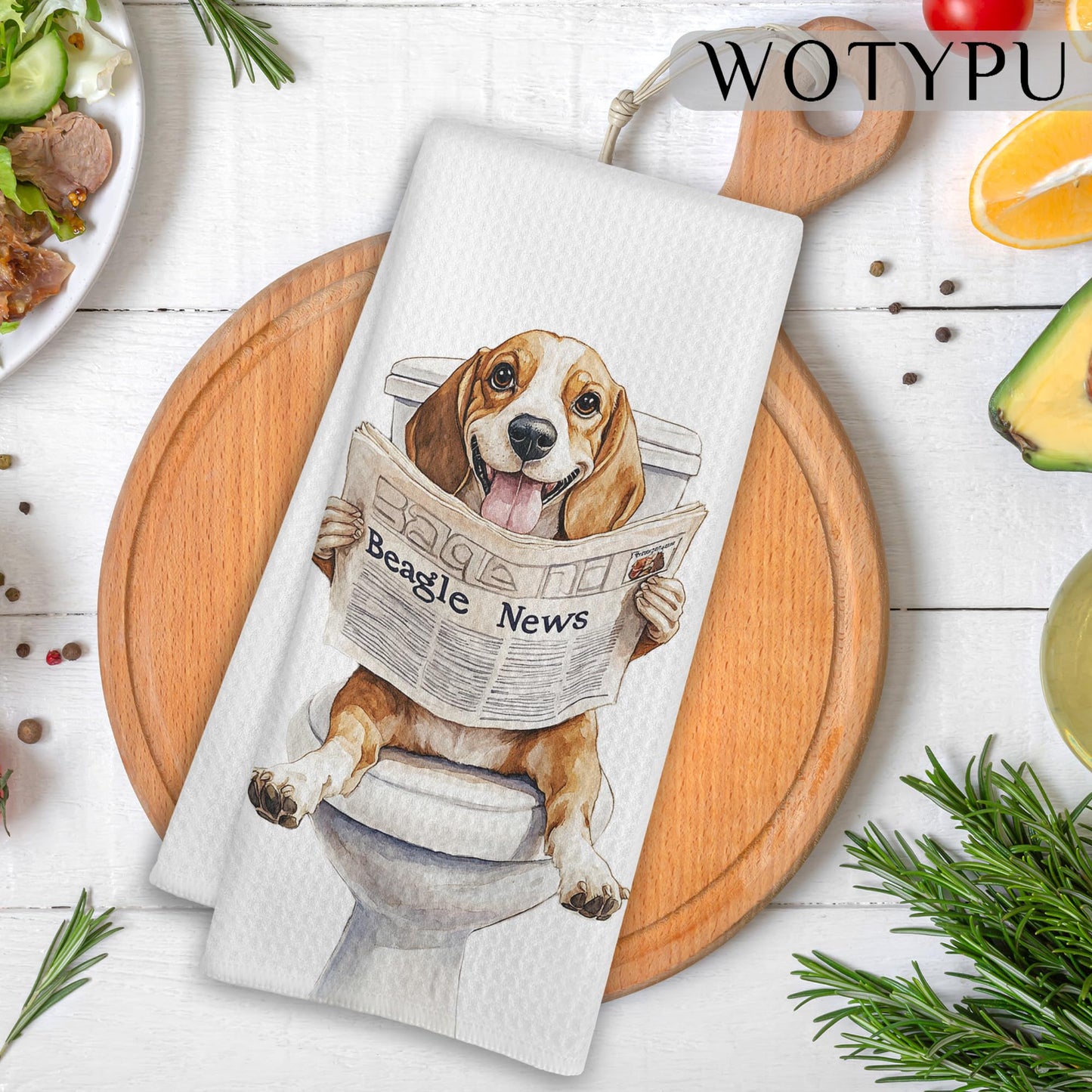 Beagle Gift Kitchen Towels, Beagle Lover Gifts Dish Tea Towel for Kitchen Decor, Funny Western Dog Hand Towels for Bathroom Decor, 16x24 Inch BST326L
