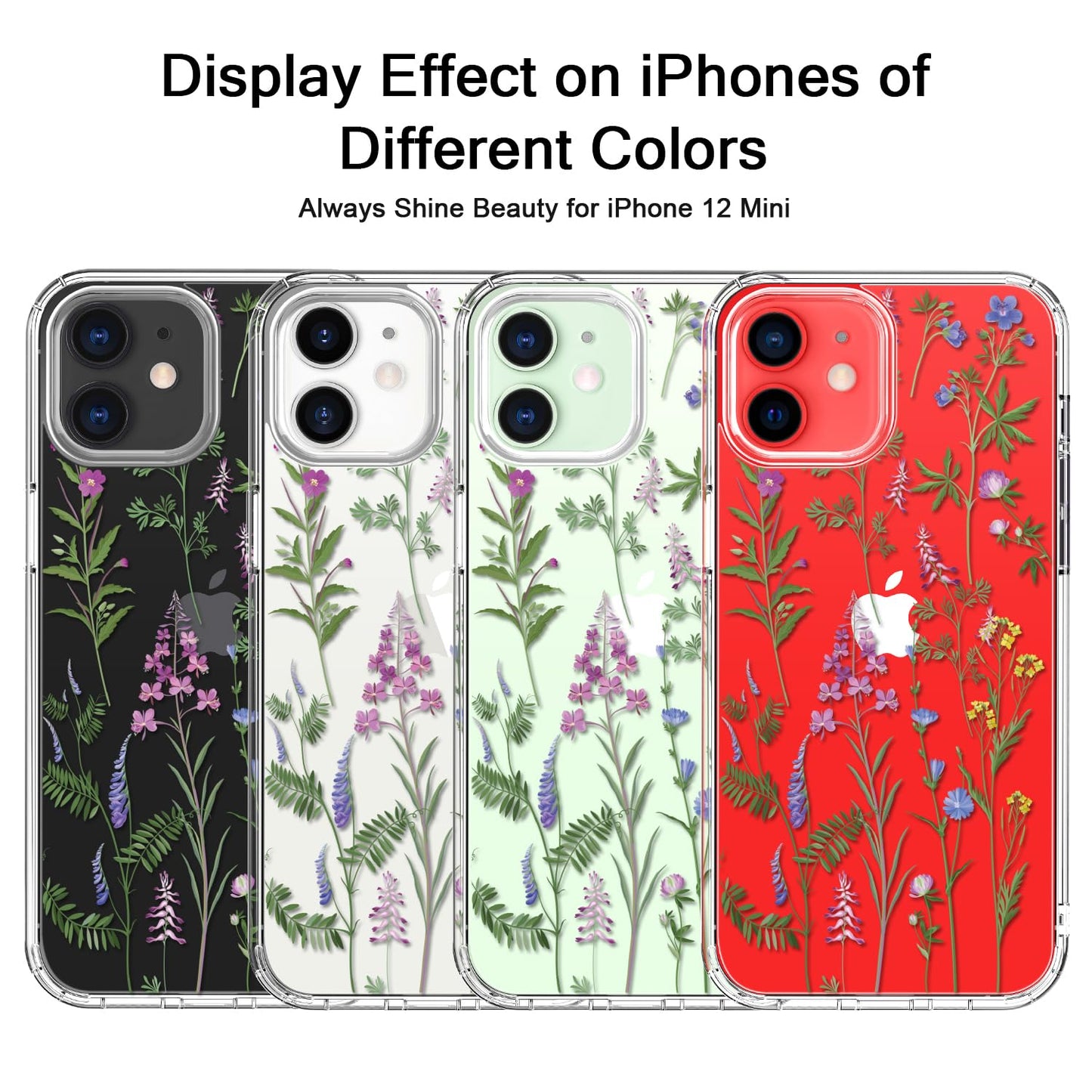 bicol for iPhone 12 Pro Max Case with Screen Protector and Camera Lens Protector - Fashionable Flower Floral Designs for Women Girls - Shockproof Acrylic Clear Phone Cover 6.7" - Blooming Flowers WN420