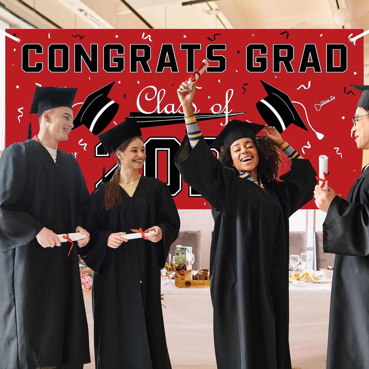 Graduation Decorations 2026 2027 - Red Polyester Graduation Backdrop - Graduation Party Decorations - Congrats Grad Banner - Graduation Decorations Class of 2026,Graduation Party Favors Supplies Yard Sign WN420