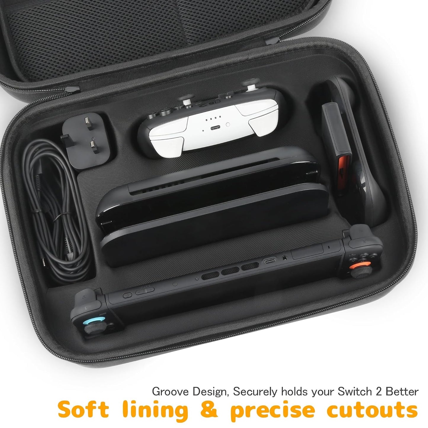 Sylzethion Switch 2 Case(2025), Hard Shell Travel Case with 18 Game Card Slots, All-in-One Protection for Switch 2 Console & Pro Controller Accessories WN420