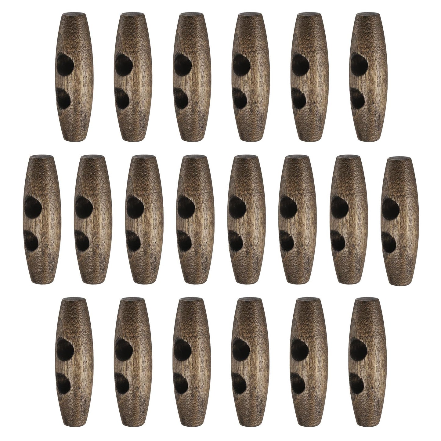 HARFINGTON 60mm / 2.4" Wooden Toggle Buttons 20pcs 2-Hole, Maroon | Wood Olive Sewing Buttons Horn Oval Buttons Sewing Accessories for Coat Sweaters Clothing DIY Craft BST326L
