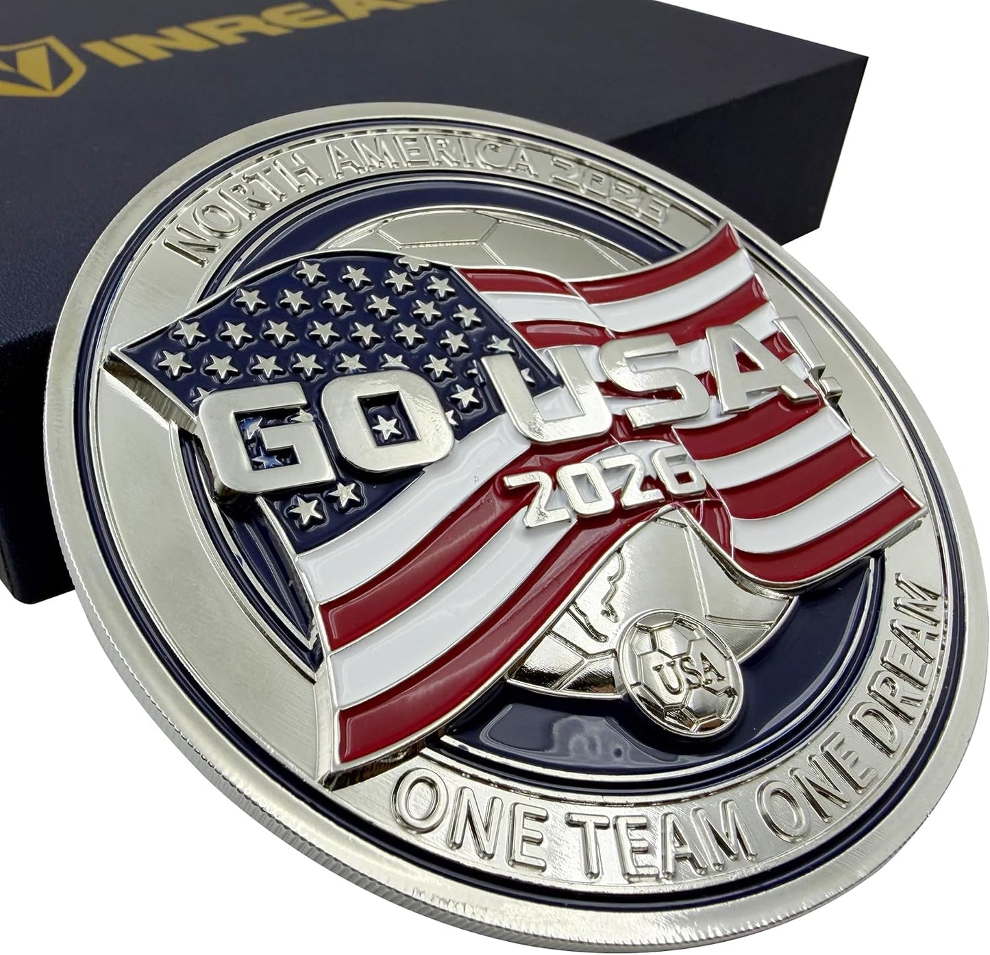 VINREAL GO USA Soccer Fridge Magnet, 3D Zinc Alloy Gift Box | 3D zinc alloy fridge magnet for USA soccer fans, watch parties, lockers, offices, and game-day gifting. BST202
