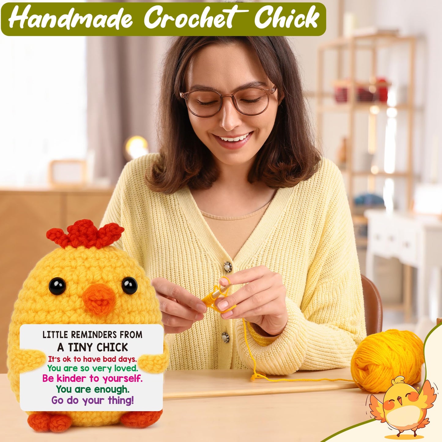 Grandma Birthday Gifts from Grandkids, New Grandma Grandmother I Love You Gift, Grandparents Day Gifts for Grandmas Grandmother Nana Gigi, Christmas Stocking Stuffers Funny Handmade Crochet Chicken BST220