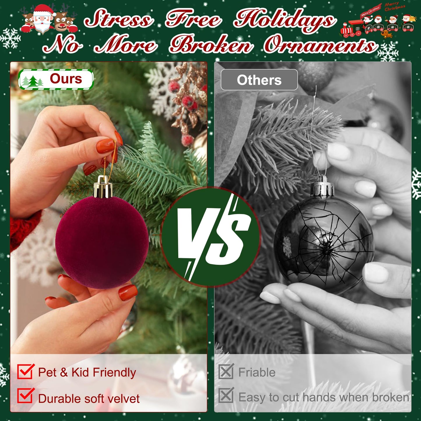 12 PCS Velvet Ornaments for Christmas Tree Decorations, Elegant Velvet Christmas Ornaments Balls, Shatterproof Xmas Decorative Hanging Ornaments(Brown, Green, Light Khaki,2.36 Inch) BST202