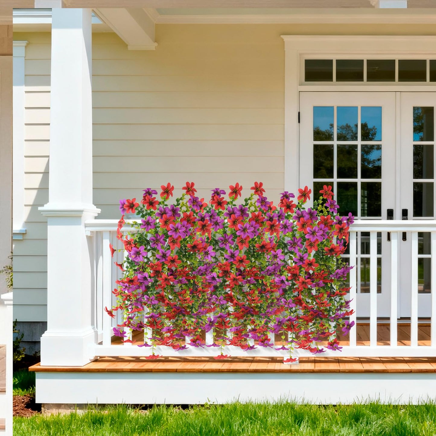 Artificial Flowers for Outdoor Faux Flowers for Plant Pot Spring Decoration | 2 Pcs Faux Hanging Plants UV Resistant Look Real Outside Home Garden Porch Patio Entrance Courtyard Decor BST326H